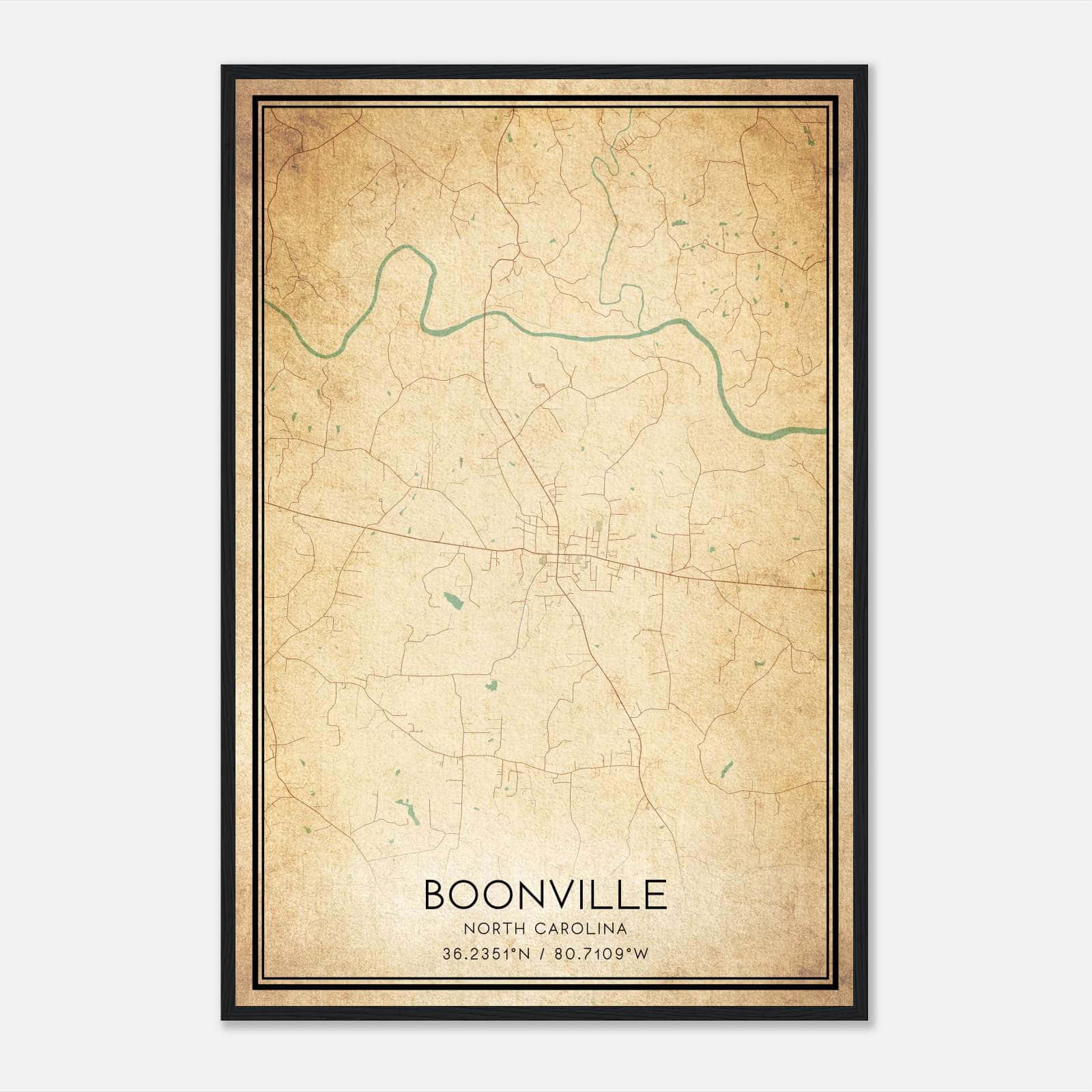 Vintage Boonville North Carolina Map Poster, Boonville NC City Road Wall Art Print Vintage Boonville North Carolina Map Poster, Boonville NC City Road Wall Art Print