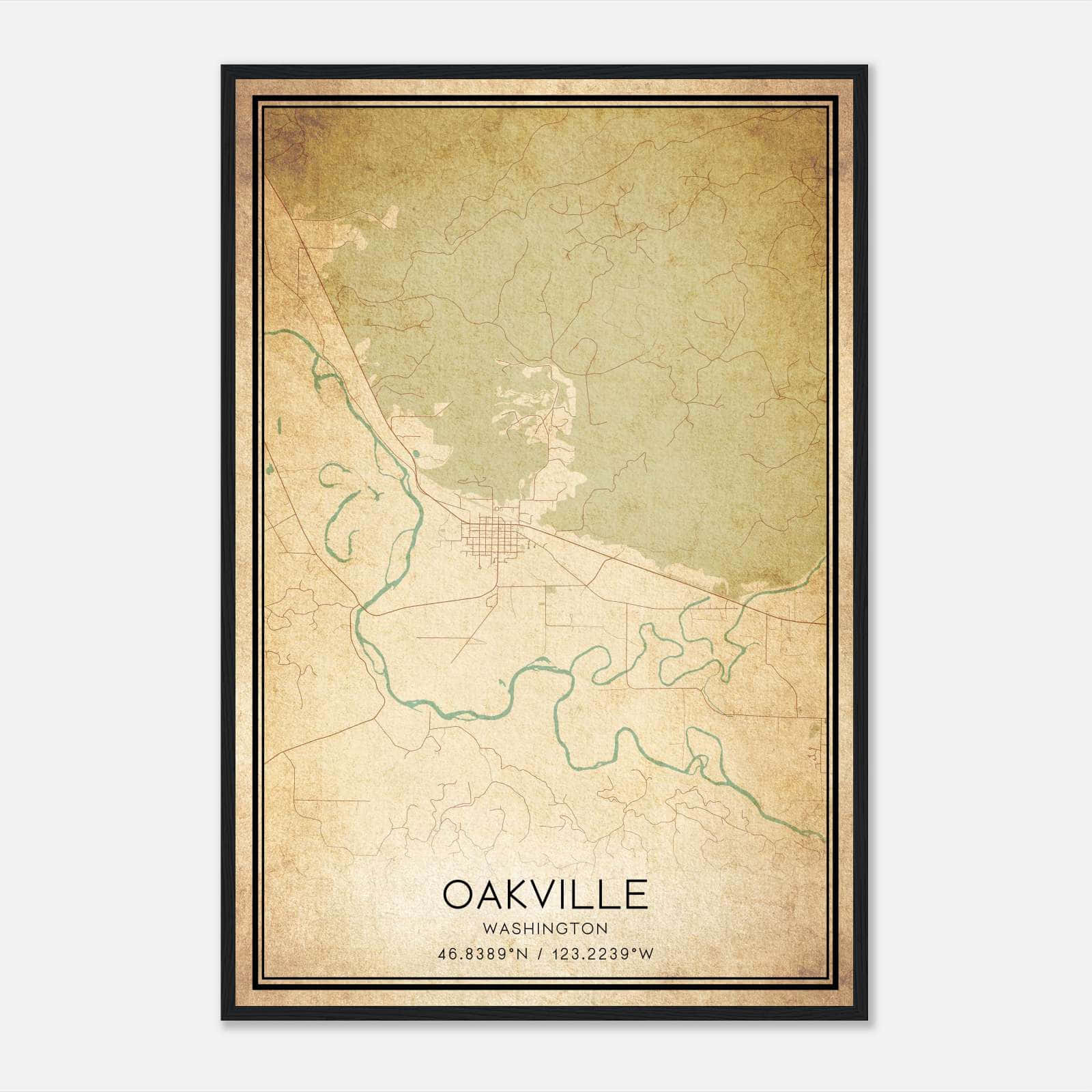 Vintage Oakville Washington Map Poster, Oakville WA City Road Wall Art Print Vintage Oakville Washington Map Poster, Oakville WA City Road Wall Art Print