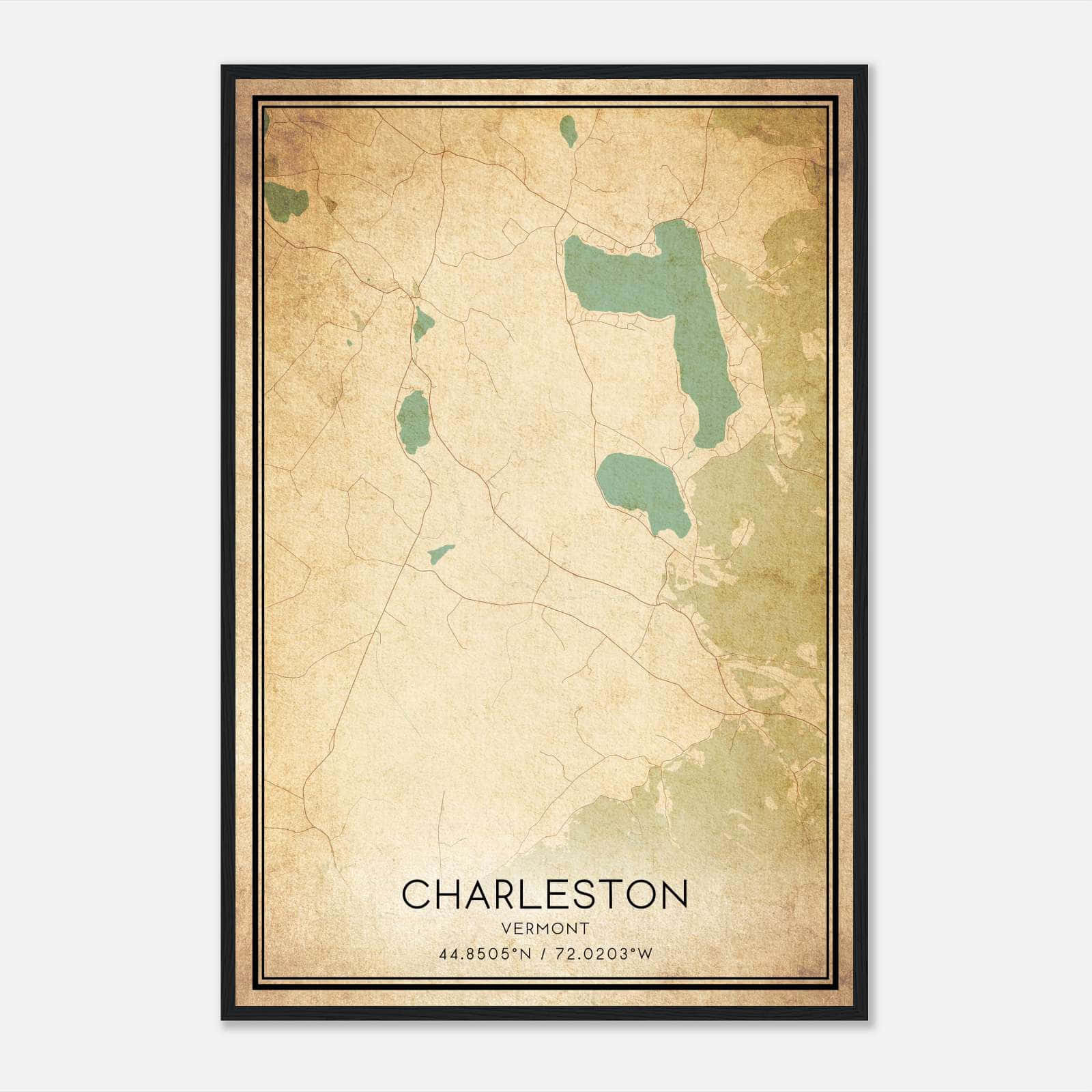Vintage Charleston Vermont Map Poster, Charleston VT City Road Wall Art Print Vintage Charleston Vermont Map Poster, Charleston VT City Road Wall Art Print