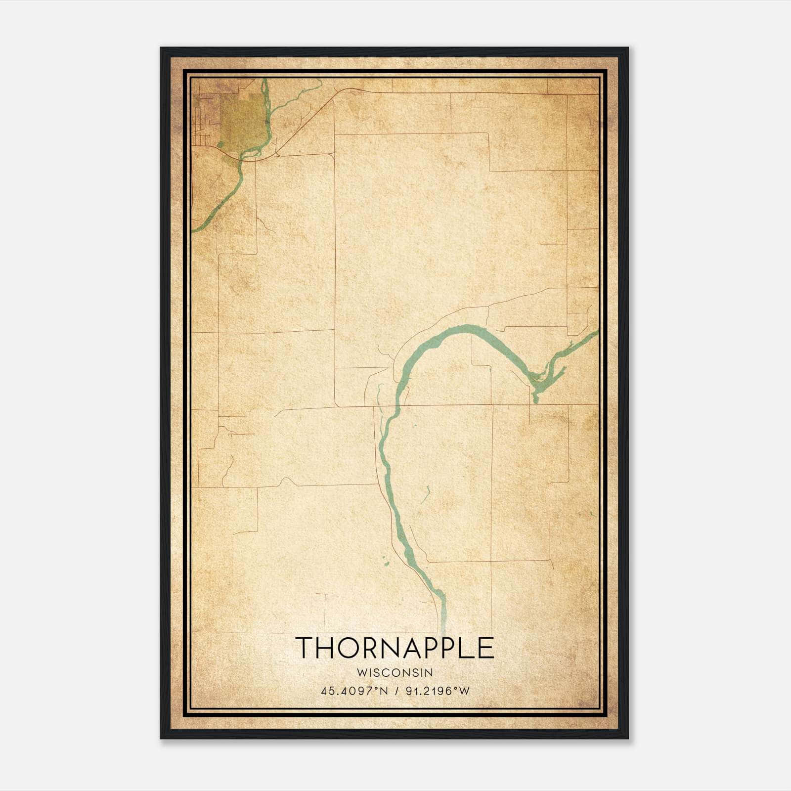 Vintage Thornapple Wisconsin Map Poster, Thornapple WI City Road Wall Art Print Vintage Thornapple Wisconsin Map Poster, Thornapple WI City Road Wall Art Print
