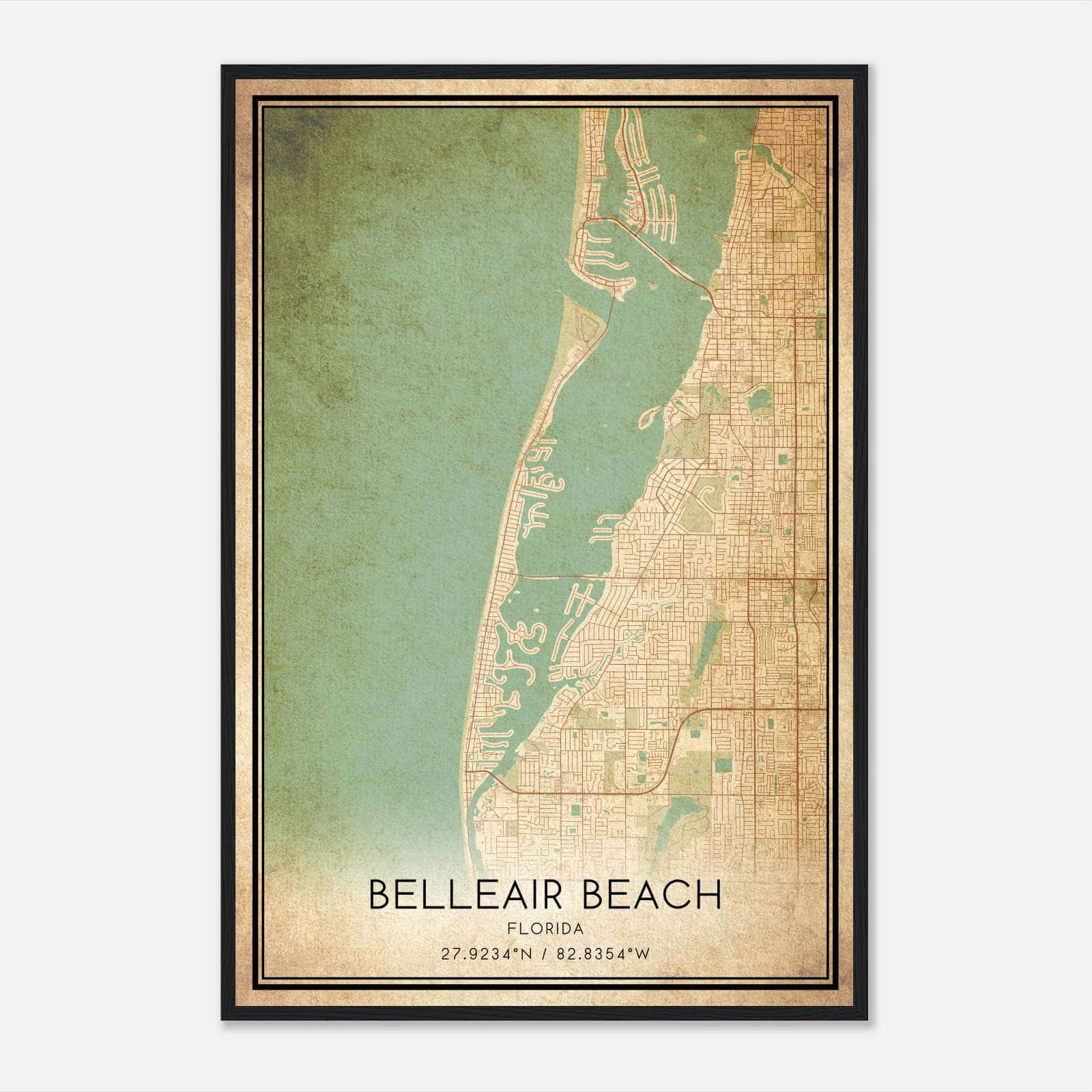 Vintage Belleair Beach Florida Map Poster, Belleair Beach FL City Road Wall Art Print Vintage Belleair Beach Florida Map Poster, Belleair Beach FL City Road Wall Art Print