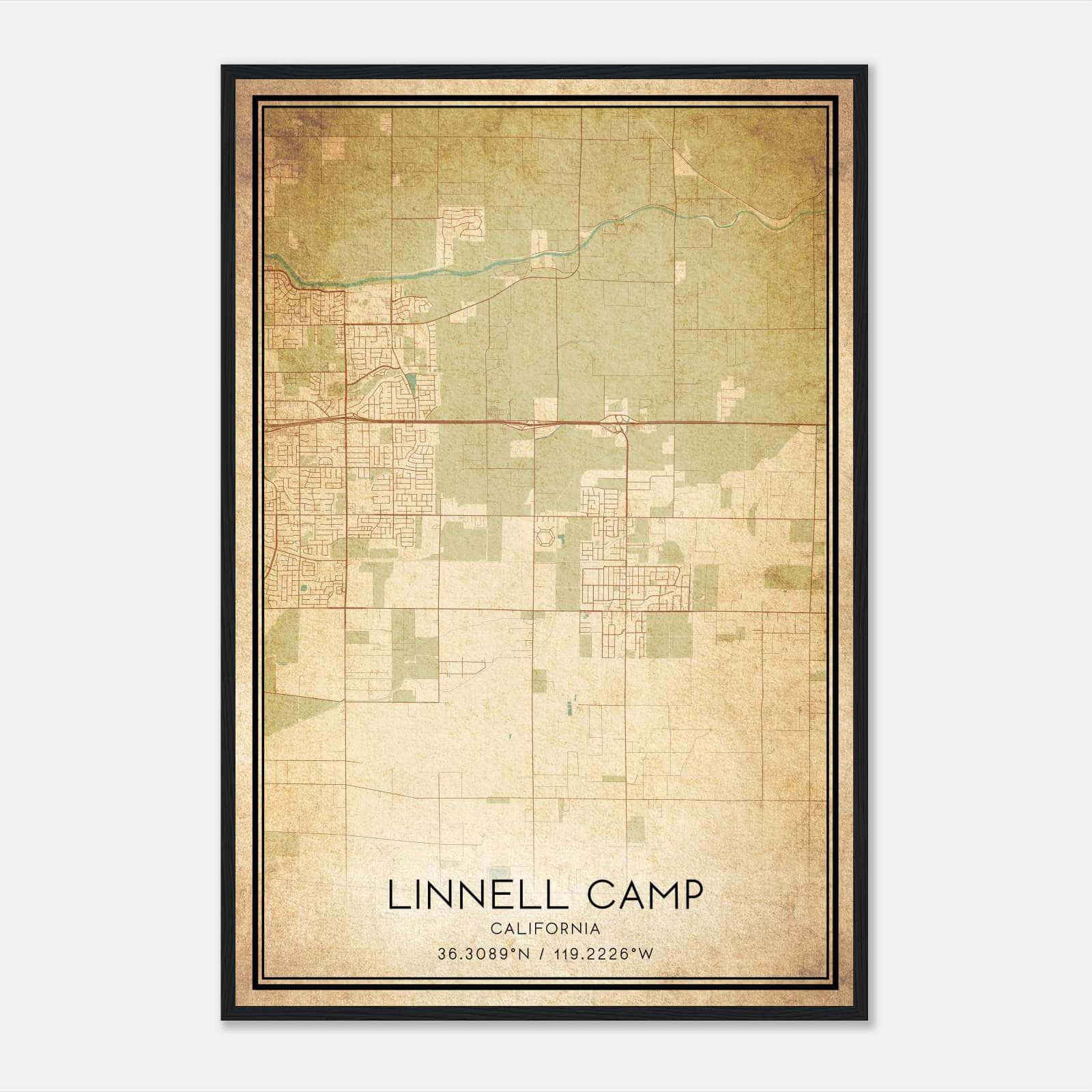 Vintage Linnell Camp California Map Poster, Linnell Camp CA City Road Wall Art Print Vintage Linnell Camp California Map Poster, Linnell Camp CA City Road Wall Art Print