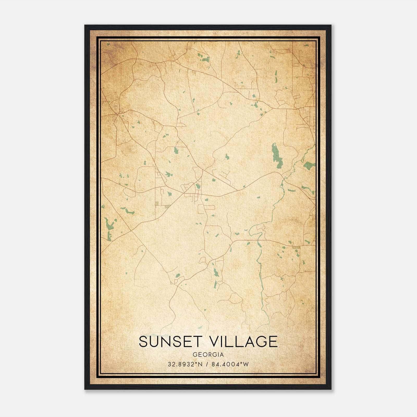 Vintage Sunset Village Georgia Map Poster, Sunset Village GA City Road Wall Art Print Vintage Sunset Village Georgia Map Poster, Sunset Village GA City Road Wall Art Print