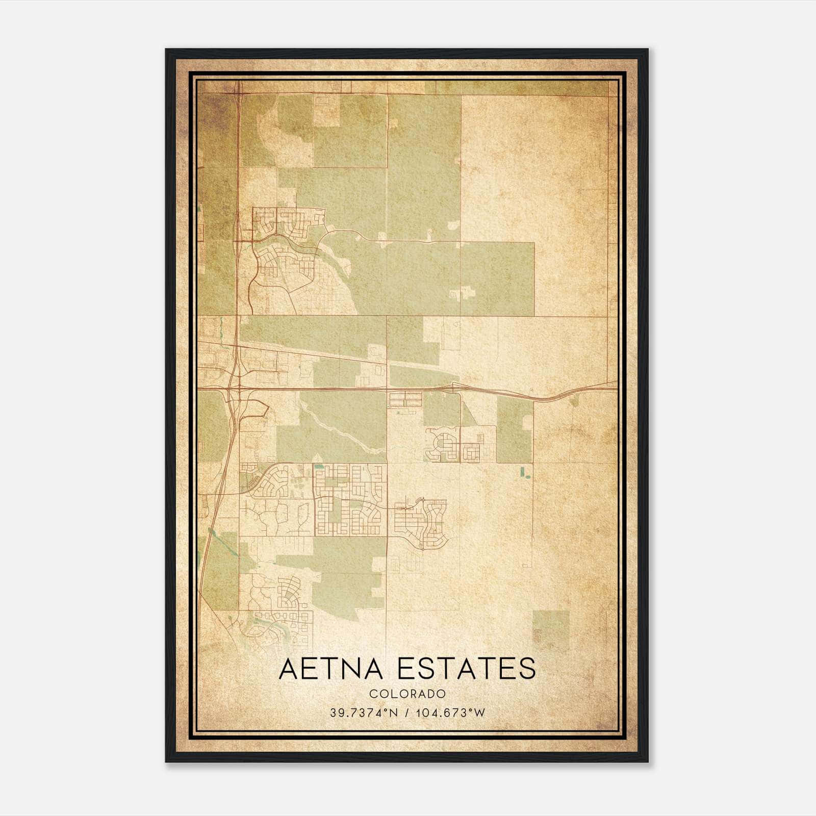 Vintage Aetna Estates Colorado Map Poster, Aetna Estates CO City Road Wall Art Print Vintage Aetna Estates Colorado Map Poster, Aetna Estates CO City Road Wall Art Print