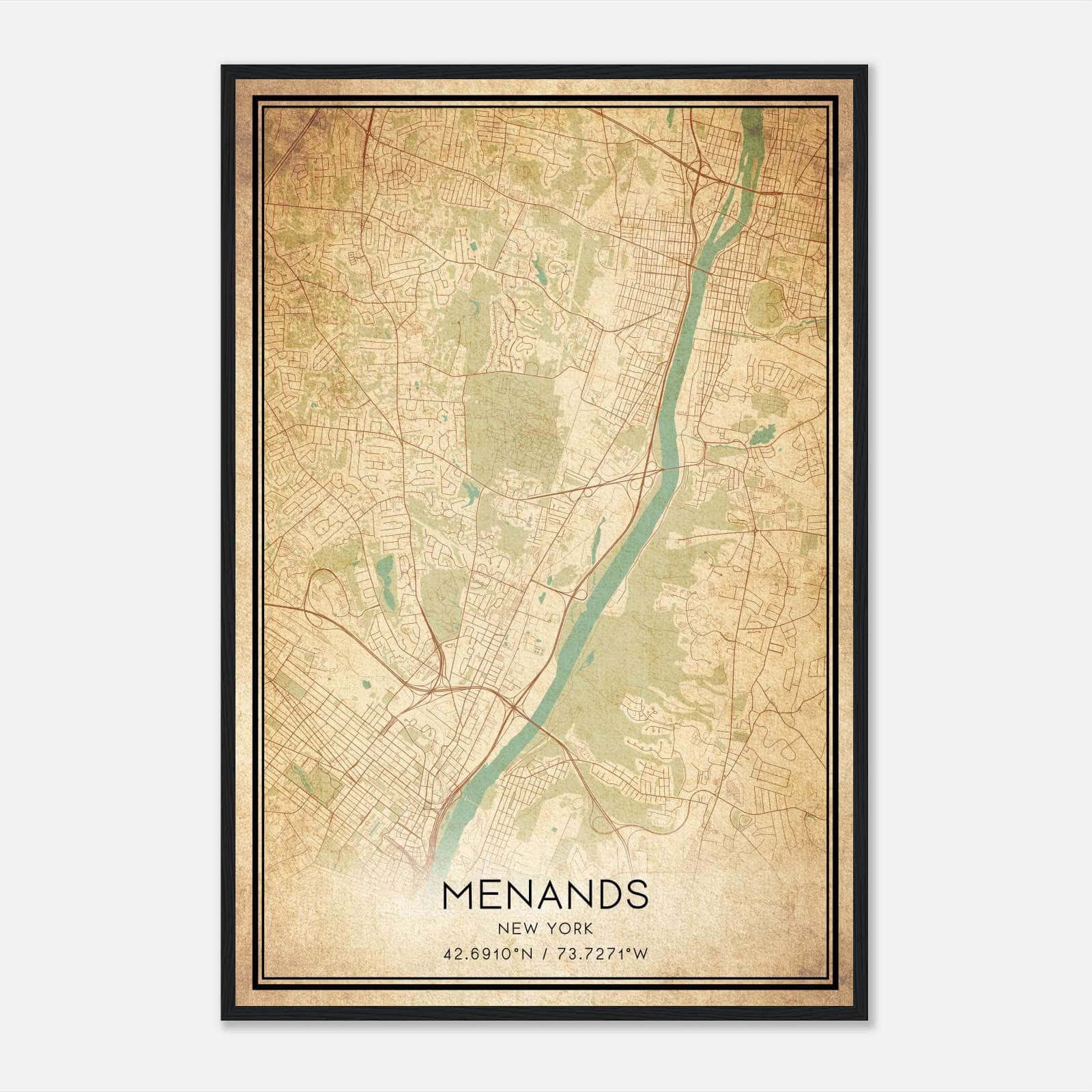 Vintage Menands New York Map Poster, Menands NY City Road Wall Art Print Vintage Menands New York Map Poster, Menands NY City Road Wall Art Print