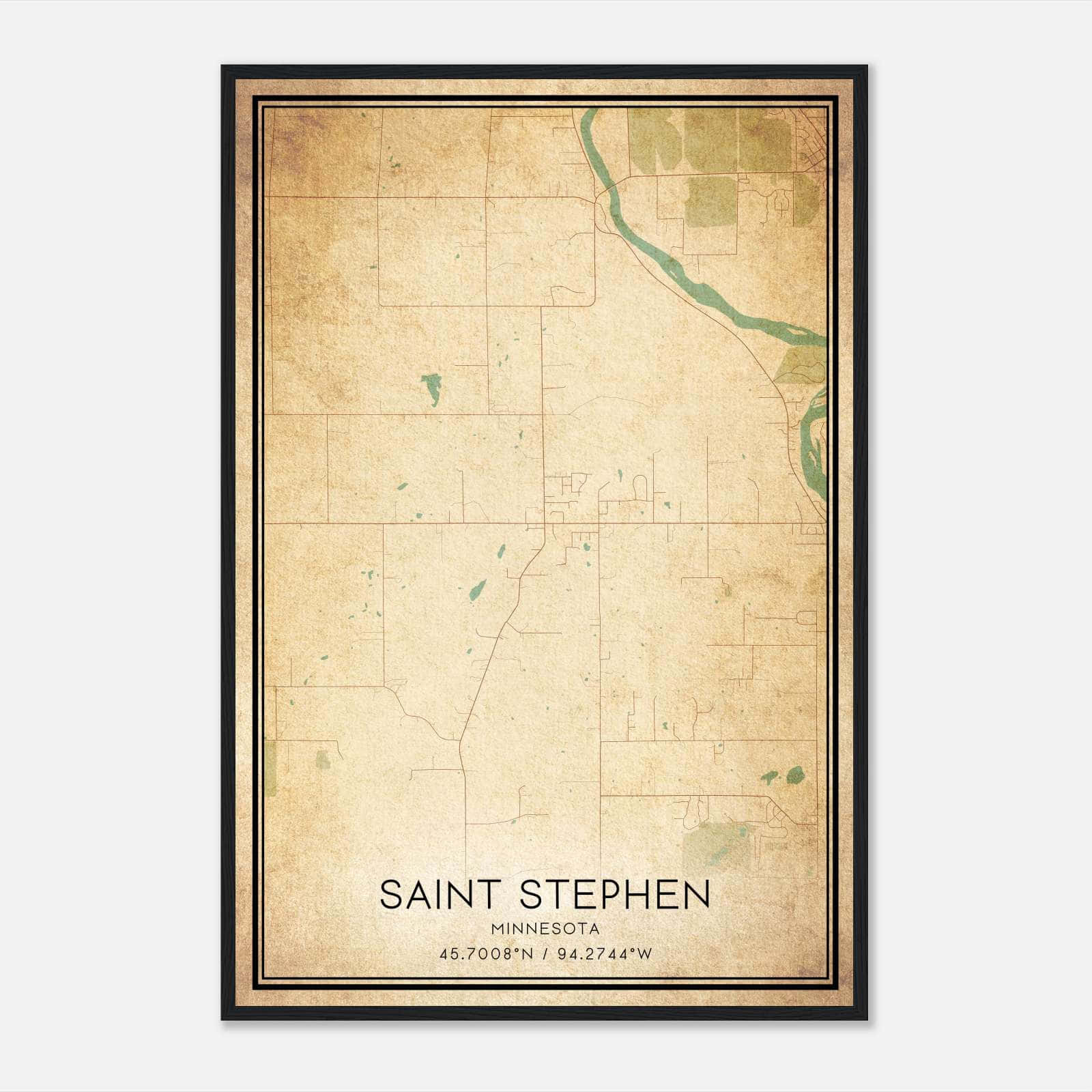 Vintage Saint Stephen Minnesota Map Poster, Saint Stephen MN City Road Wall Art Print Vintage Saint Stephen Minnesota Map Poster, Saint Stephen MN City Road Wall Art Print