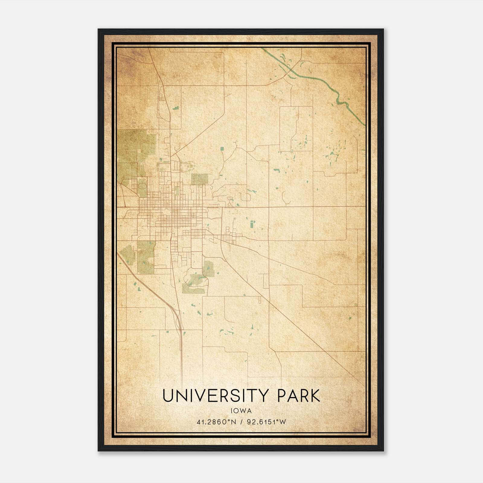 Vintage University Park Iowa Map Poster, University Park IA City Road Wall Art Print Vintage University Park Iowa Map Poster, University Park IA City Road Wall Art Print