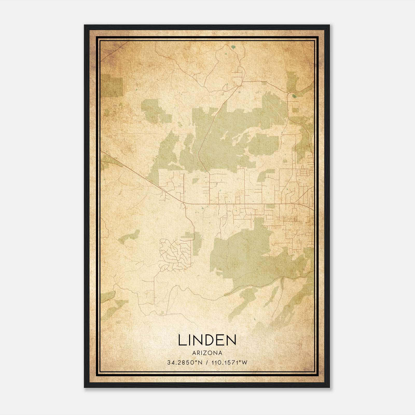 Vintage Linden Arizona Map Poster, Linden AZ City Road Wall Art Print Vintage Linden Arizona Map Poster, Linden AZ City Road Wall Art Print