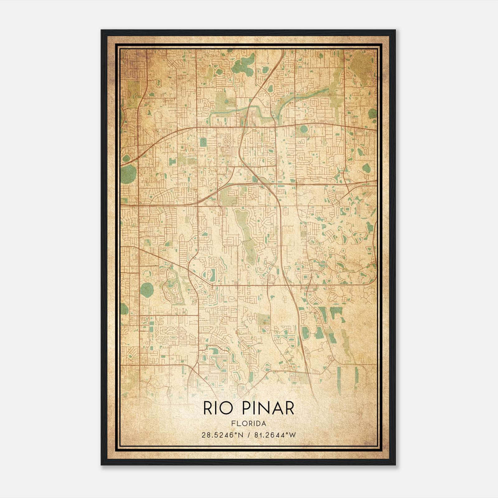 Vintage Rio Pinar Florida Map Poster, Rio Pinar FL City Road Wall Art Print Vintage Rio Pinar Florida Map Poster, Rio Pinar FL City Road Wall Art Print