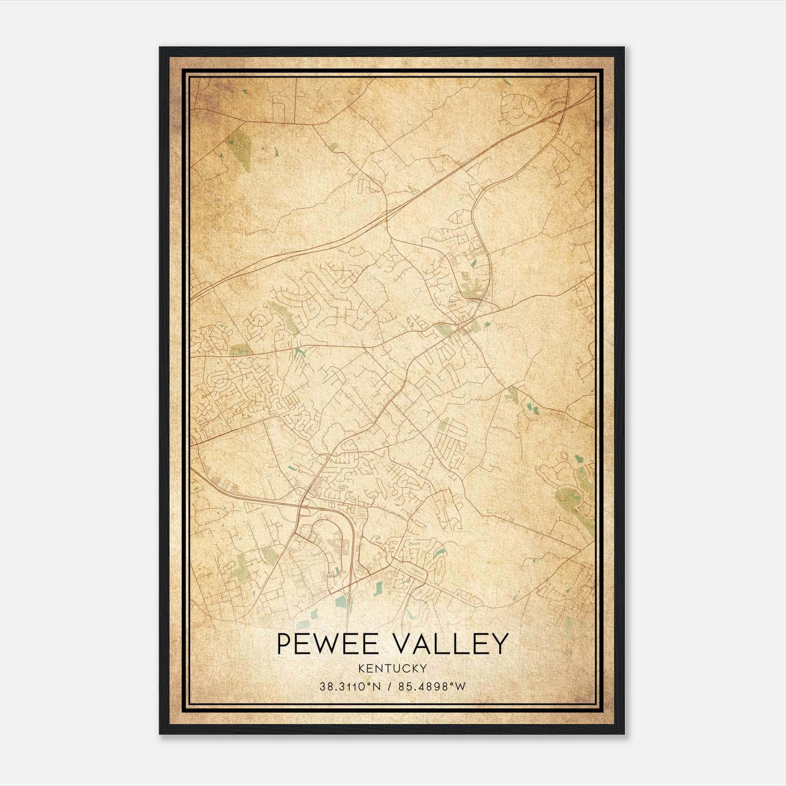 Vintage Pewee Valley Kentucky Map Poster, Pewee Valley KY City Road Wall Art Print Vintage Pewee Valley Kentucky Map Poster, Pewee Valley KY City Road Wall Art Print