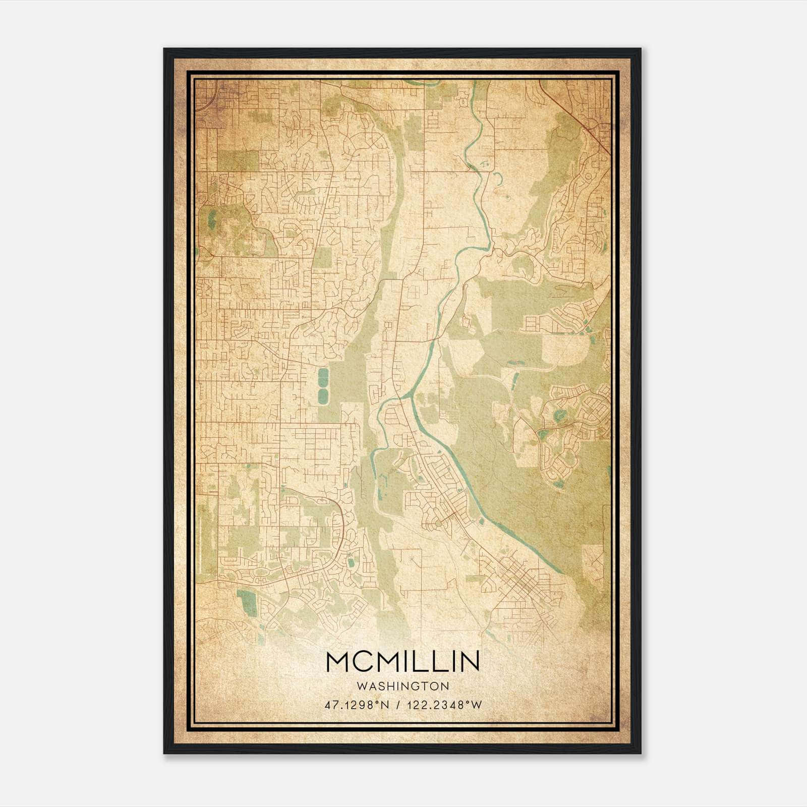 Vintage Mcmillin Washington Map Poster, Mcmillin WA City Road Wall Art Print Vintage Mcmillin Washington Map Poster, Mcmillin WA City Road Wall Art Print