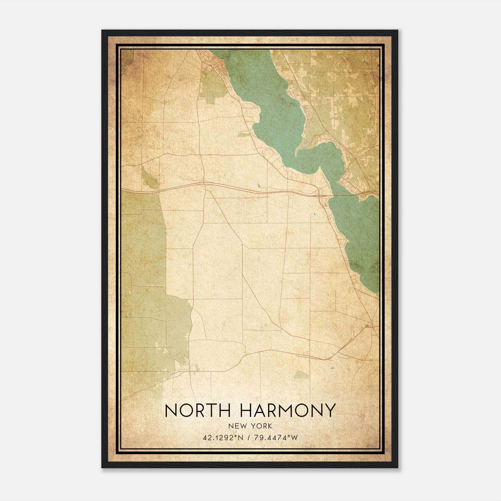Vintage North Harmony New York Map Poster, North Harmony NY City Road Wall Art Print Vintage North Harmony New York Map Poster, North Harmony NY City Road Wall Art Print