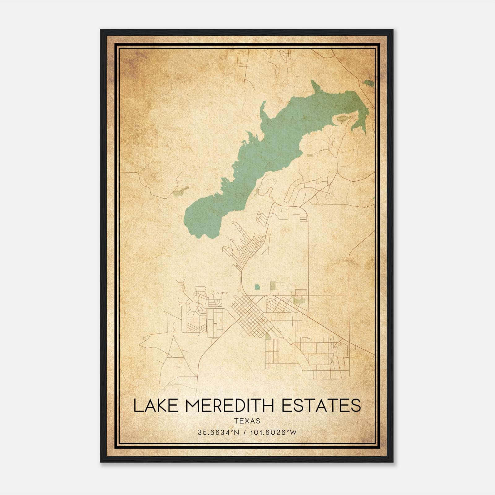 Vintage Lake Meredith Estates Texas Map Poster, Lake Meredith Estates TX City Road Wall Art Print Vintage Lake Meredith Estates Texas Map Poster, Lake Meredith Estates TX City Road Wall Art Print