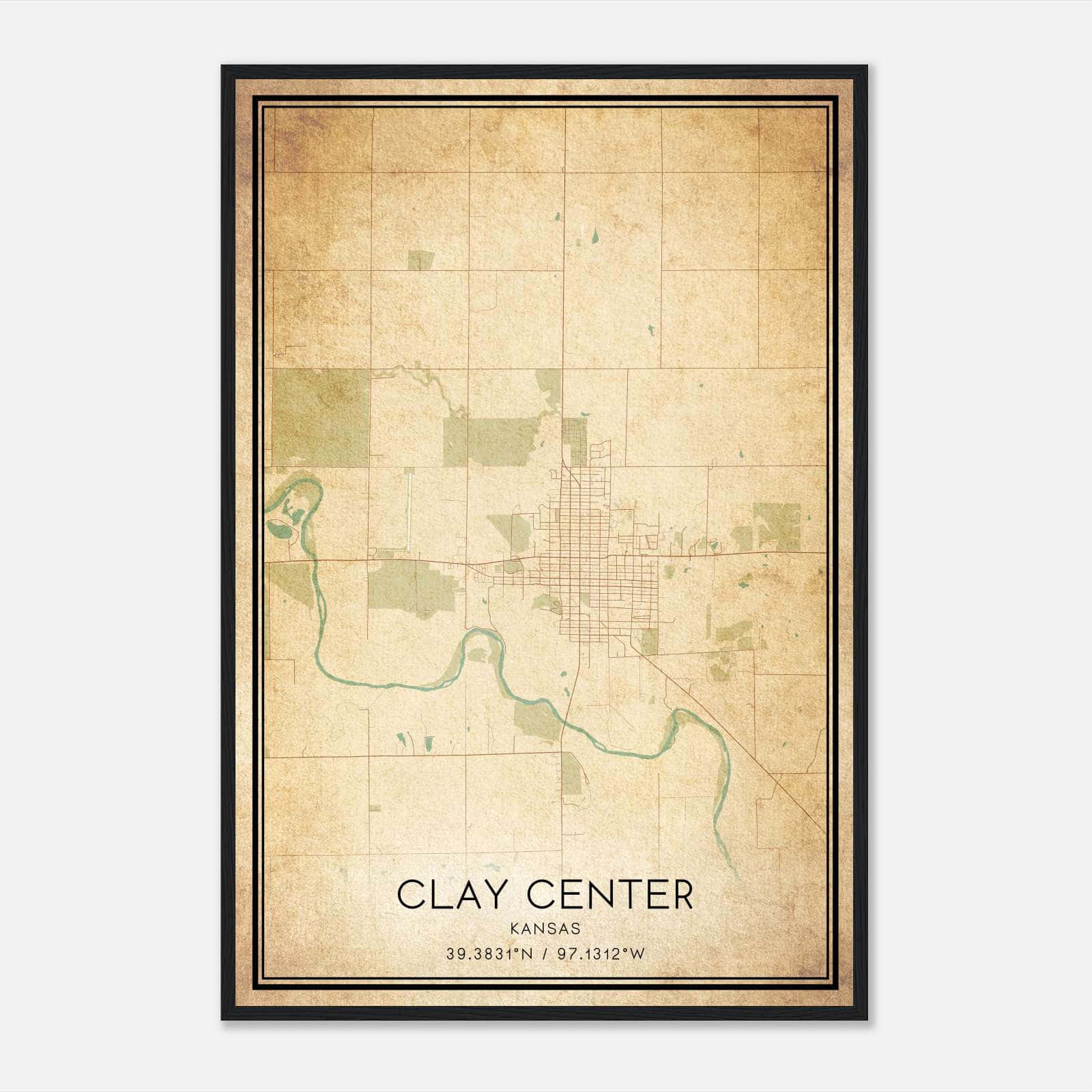 Vintage Clay Center Kansas Map Poster, Clay Center KS City Road Wall Art Print Vintage Clay Center Kansas Map Poster, Clay Center KS City Road Wall Art Print