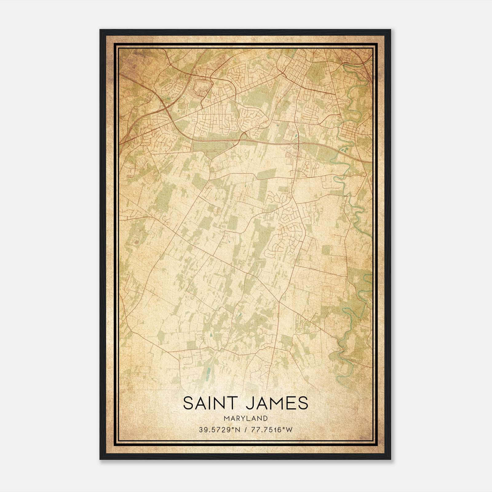 Vintage Saint James Maryland Map Poster, Saint James MD City Road Wall Art Print Vintage Saint James Maryland Map Poster, Saint James MD City Road Wall Art Print