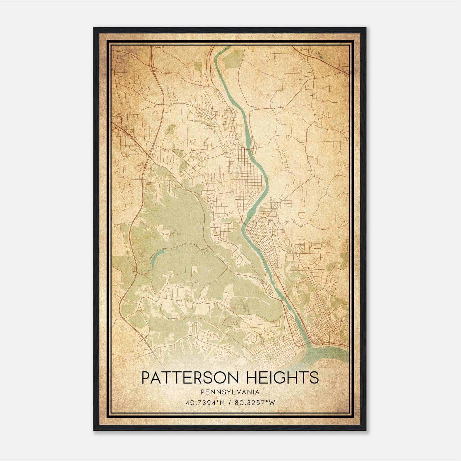 Vintage Patterson Heights Pennsylvania Map Poster, Patterson Heights PA City Road Wall Art Print Vintage Patterson Heights Pennsylvania Map Poster, Patterson Heights PA City Road Wall Art Print