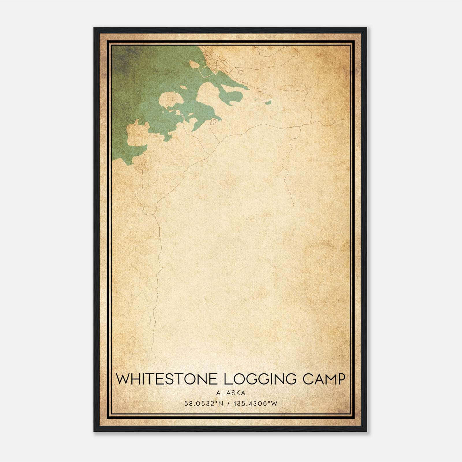 Vintage Whitestone Logging Camp Alaska Map Poster, Whitestone Logging Camp AK City Road Wall Art Print Vintage Whitestone Logging Camp Alaska Map Poster, Whitestone Logging Camp AK City Road Wall Art Print