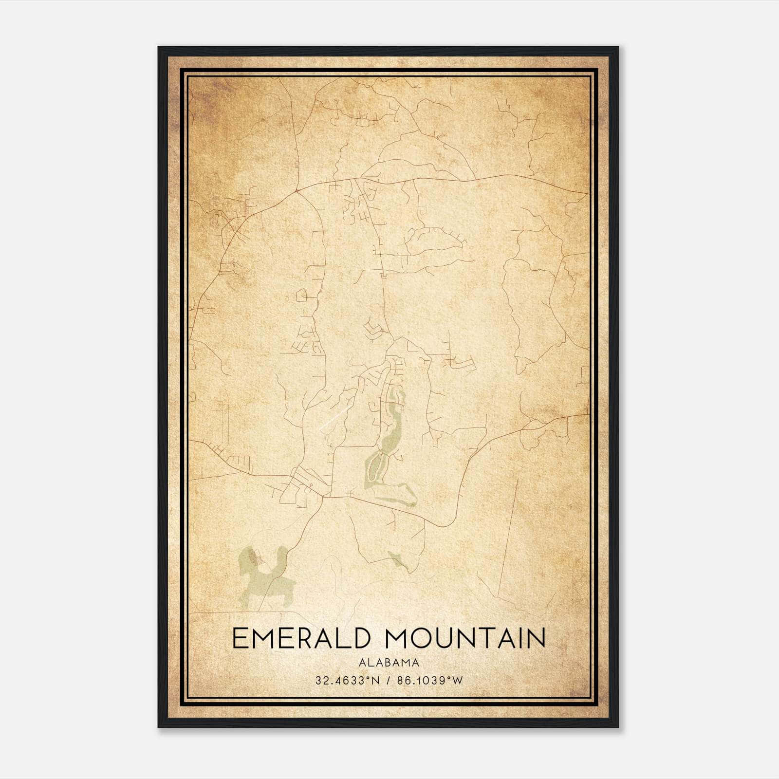 Vintage Emerald Mountain Alabama Map Poster, Emerald Mountain AL City Road Wall Art Print Vintage Emerald Mountain Alabama Map Poster, Emerald Mountain AL City Road Wall Art Print