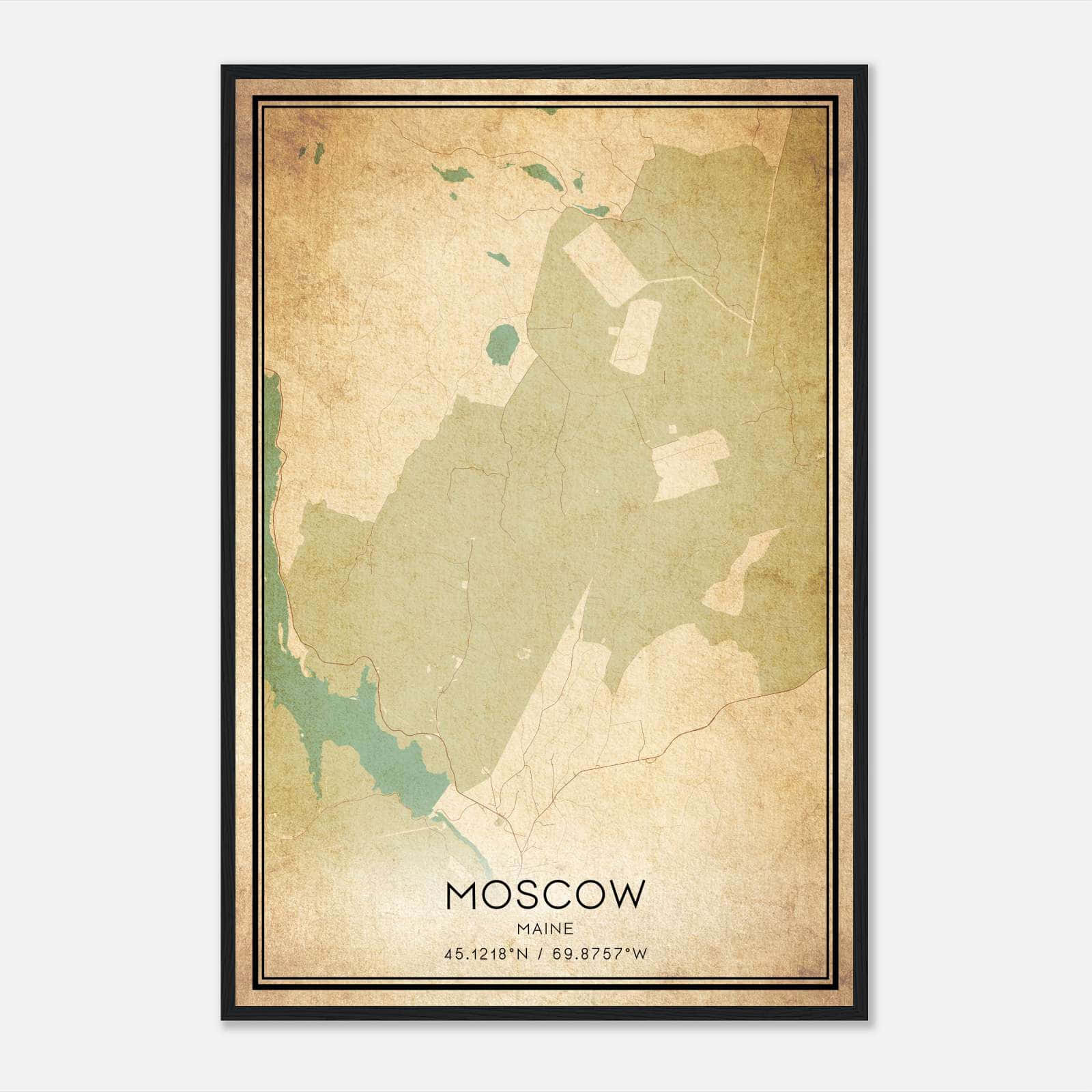 Vintage Moscow Maine Map Poster, Moscow ME City Road Wall Art Print Vintage Moscow Maine Map Poster, Moscow ME City Road Wall Art Print