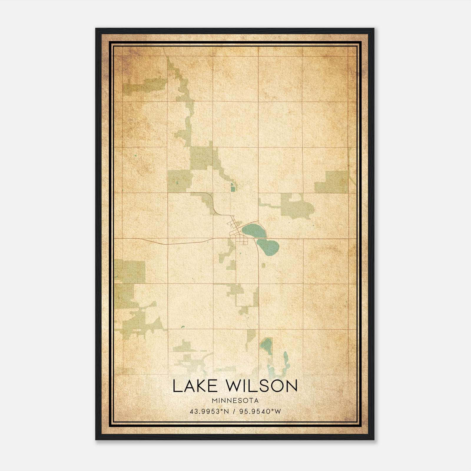 Vintage Lake Wilson Minnesota Map Poster, Lake Wilson MN City Road Wall Art Print Vintage Lake Wilson Minnesota Map Poster, Lake Wilson MN City Road Wall Art Print