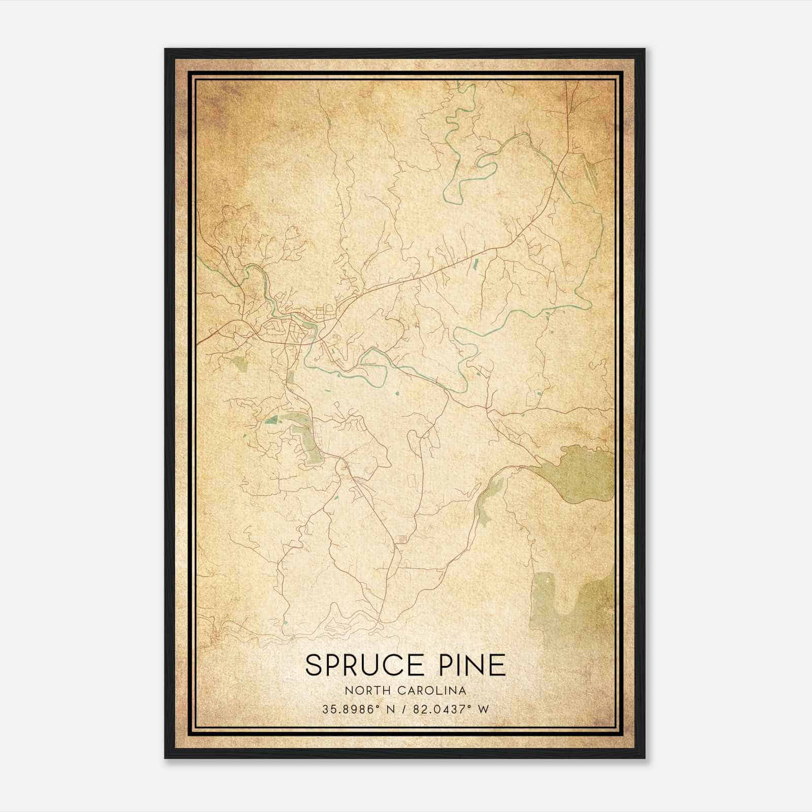Vintage Spruce Pine North Carolina Map Poster, Spruce Pine NC City Road Wall Art Print Vintage Spruce Pine North Carolina Map Poster, Spruce Pine NC City Road Wall Art Print