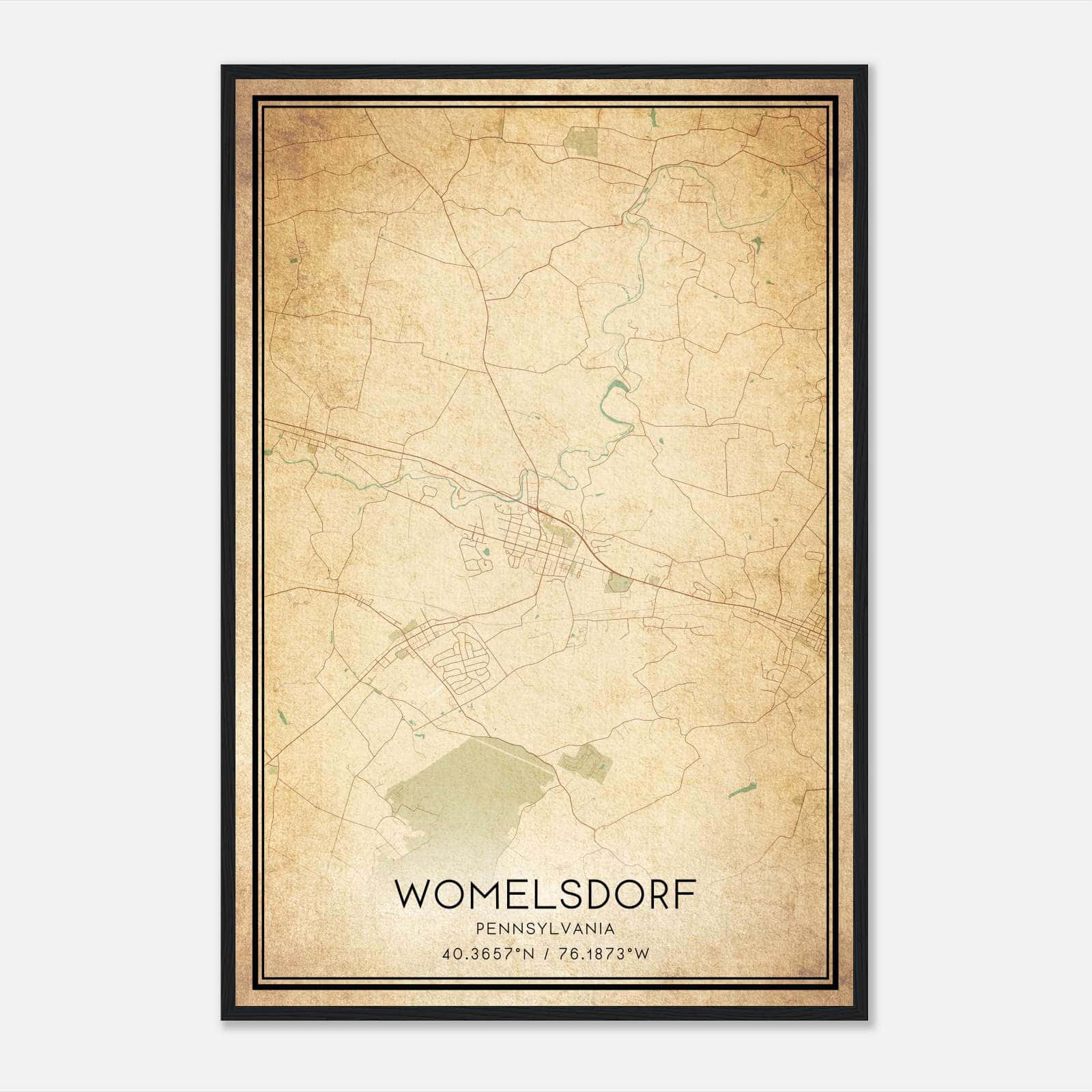 Vintage Womelsdorf Pennsylvania Map Poster, Womelsdorf PA City Road Wall Art Print Vintage Womelsdorf Pennsylvania Map Poster, Womelsdorf PA City Road Wall Art Print