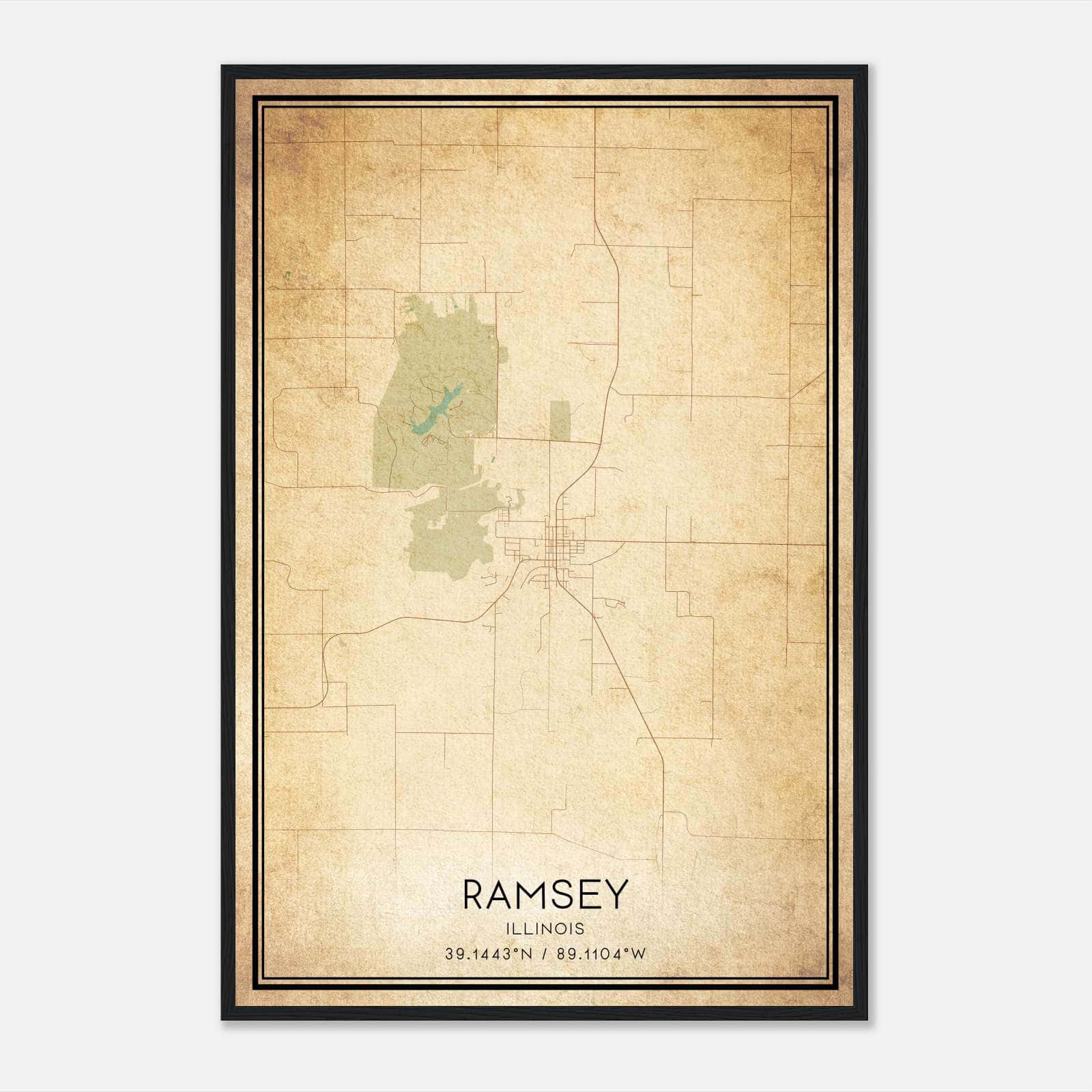 Vintage Ramsey Illinois Map Poster, Ramsey IL City Road Wall Art Print Vintage Ramsey Illinois Map Poster, Ramsey IL City Road Wall Art Print