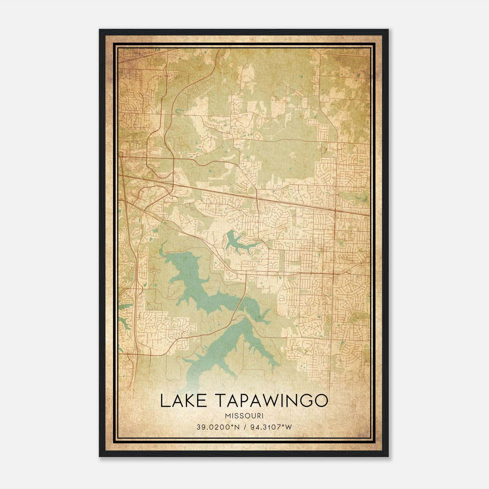Vintage Lake Tapawingo Missouri Map Poster, Lake Tapawingo MO City Road Wall Art Print Vintage Lake Tapawingo Missouri Map Poster, Lake Tapawingo MO City Road Wall Art Print