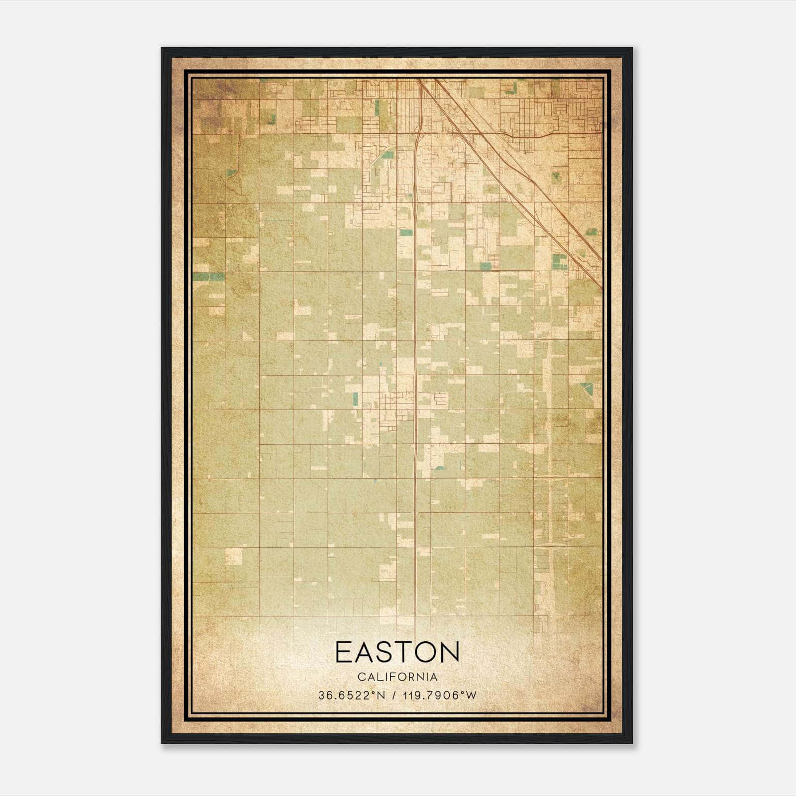 Vintage Easton California Map Poster, Easton CA City Road Wall Art Print Vintage Easton California Map Poster, Easton CA City Road Wall Art Print