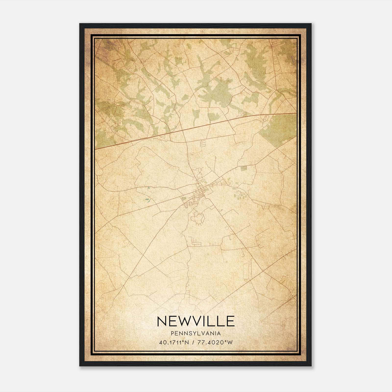 Vintage Newville Pennsylvania Map Poster, Newville PA City Road Wall Art Print Vintage Newville Pennsylvania Map Poster, Newville PA City Road Wall Art Print
