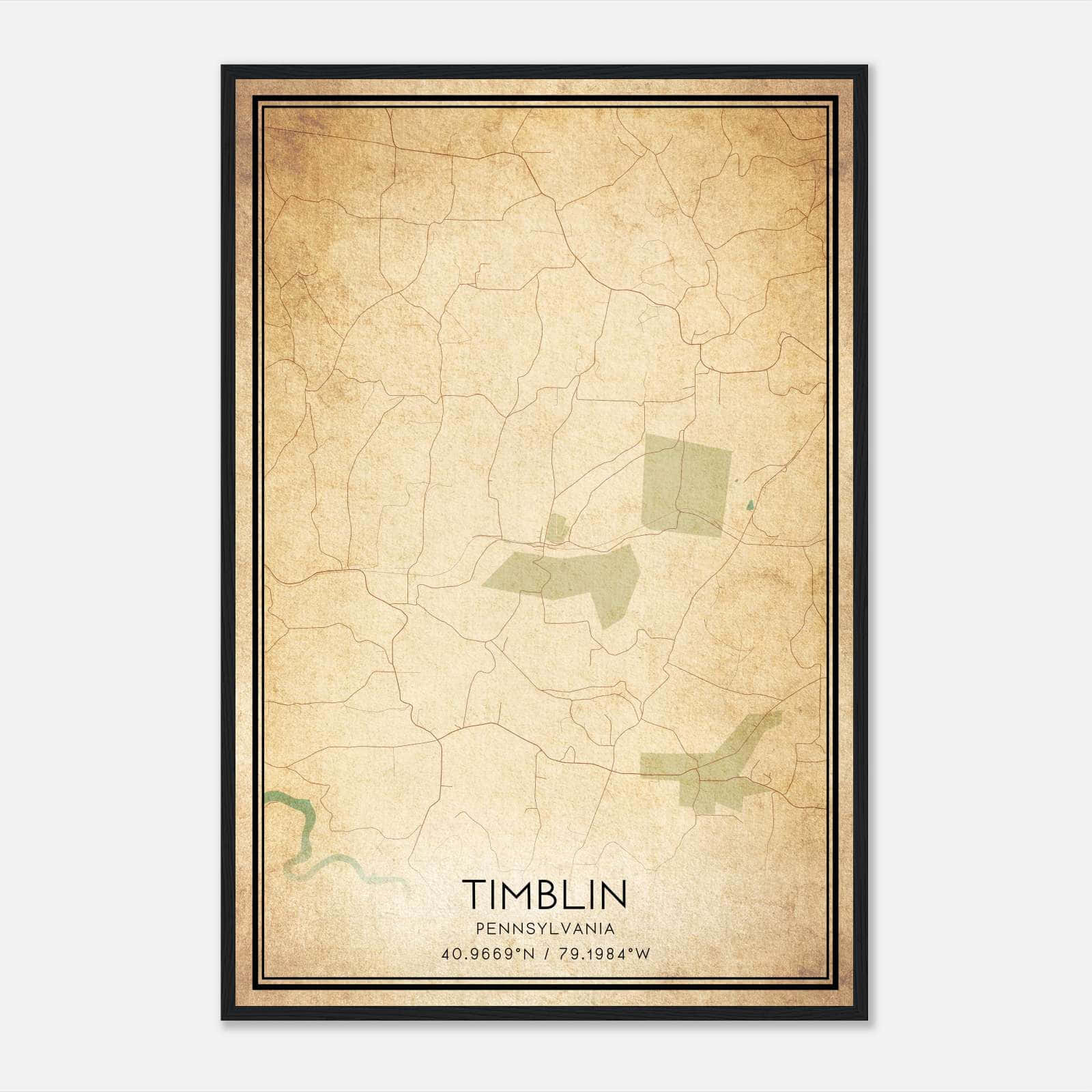 Vintage Timblin Pennsylvania Map Poster, Timblin PA City Road Wall Art Print Vintage Timblin Pennsylvania Map Poster, Timblin PA City Road Wall Art Print