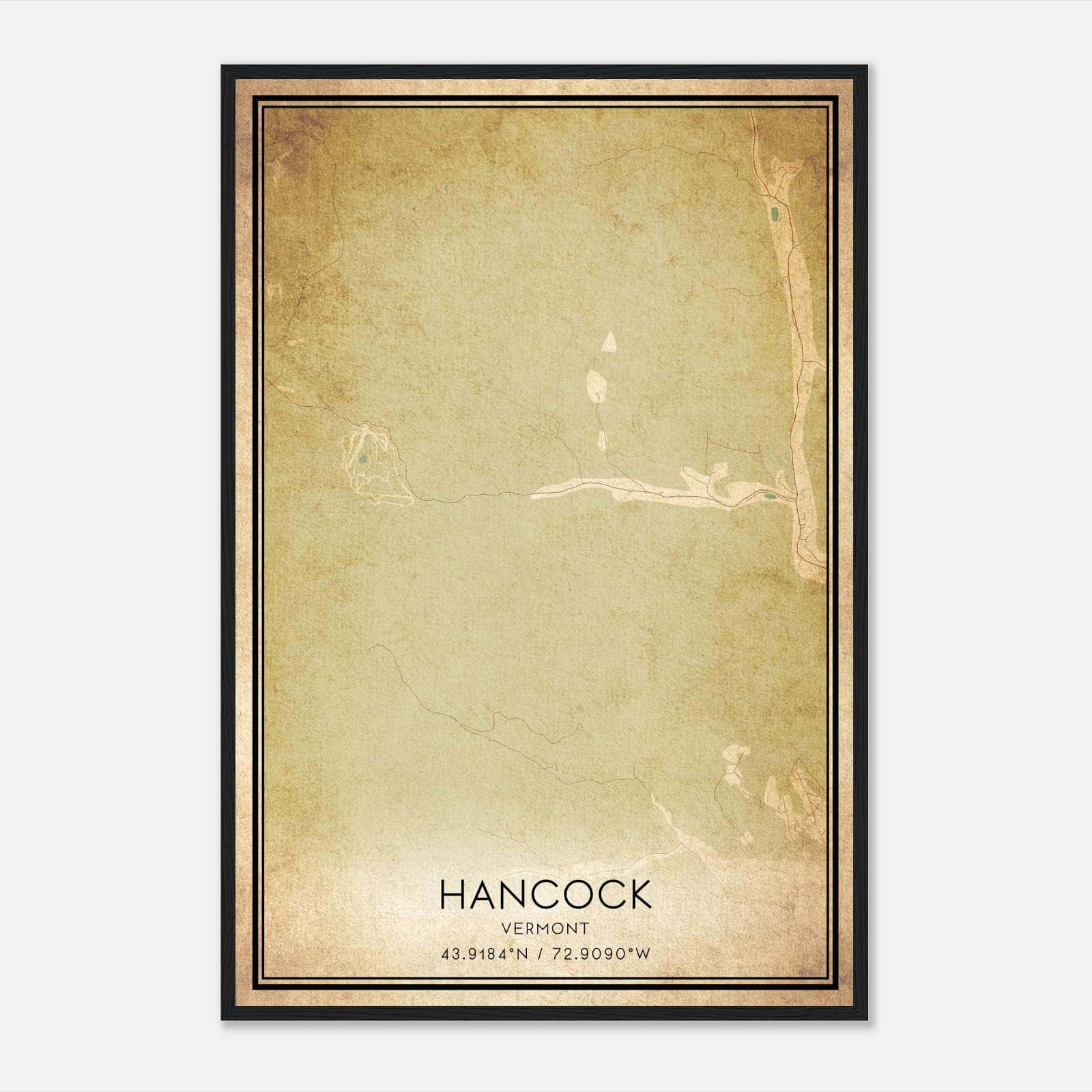 Vintage Hancock Vermont Map Poster, Hancock VT City Road Wall Art Print Vintage Hancock Vermont Map Poster, Hancock VT City Road Wall Art Print