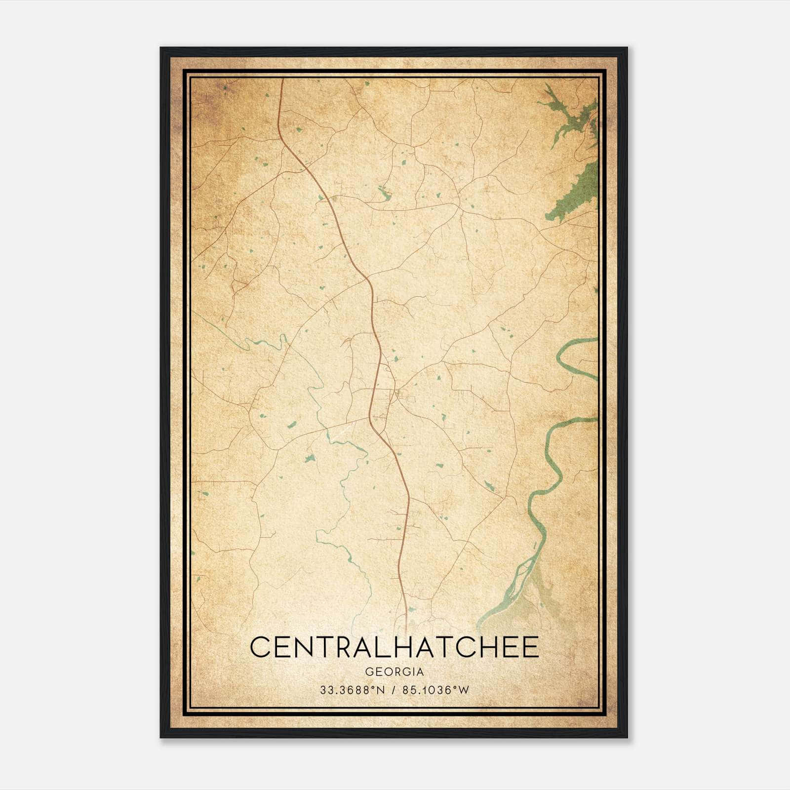 Vintage Centralhatchee Georgia Map Poster, Centralhatchee GA City Road Wall Art Print Vintage Centralhatchee Georgia Map Poster, Centralhatchee GA City Road Wall Art Print