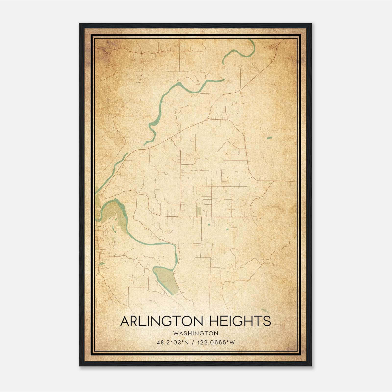 Vintage Arlington Heights Washington Map Poster, Arlington Heights WA City Road Wall Art Print Vintage Arlington Heights Washington Map Poster, Arlington Heights WA City Road Wall Art Print