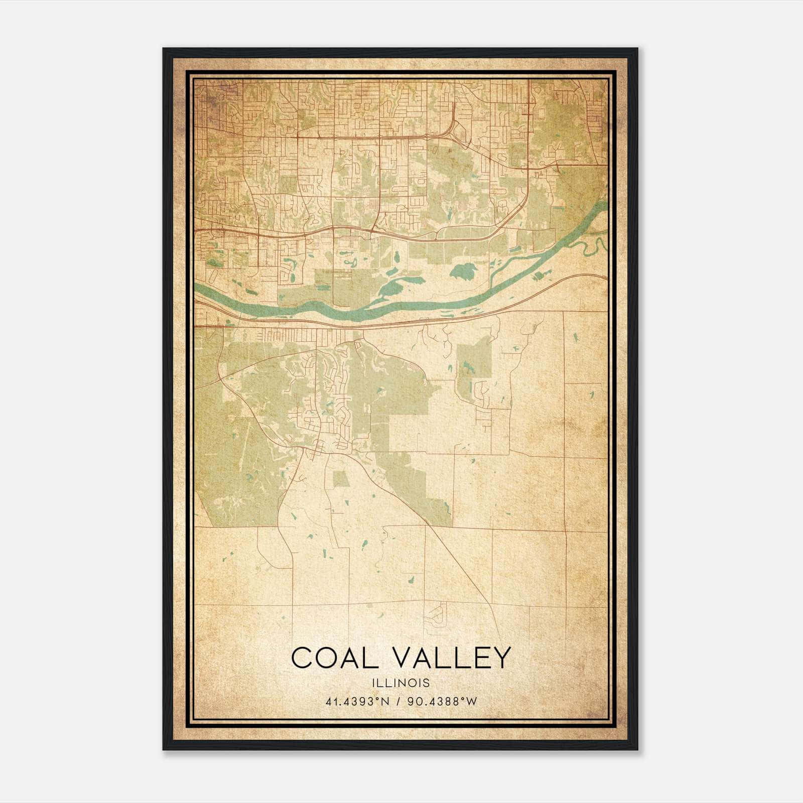 Vintage Coal Valley Illinois Map Poster, Coal Valley IL City Road Wall Art Print Vintage Coal Valley Illinois Map Poster, Coal Valley IL City Road Wall Art Print