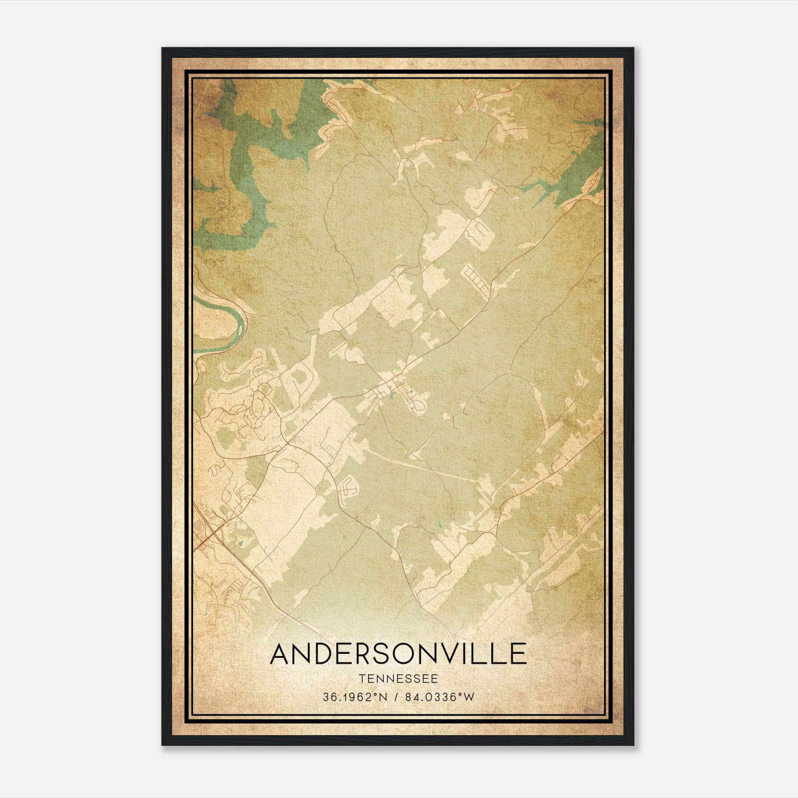 Vintage Andersonville Tennessee Map Poster, Andersonville TN City Road Wall Art Print Vintage Andersonville Tennessee Map Poster, Andersonville TN City Road Wall Art Print