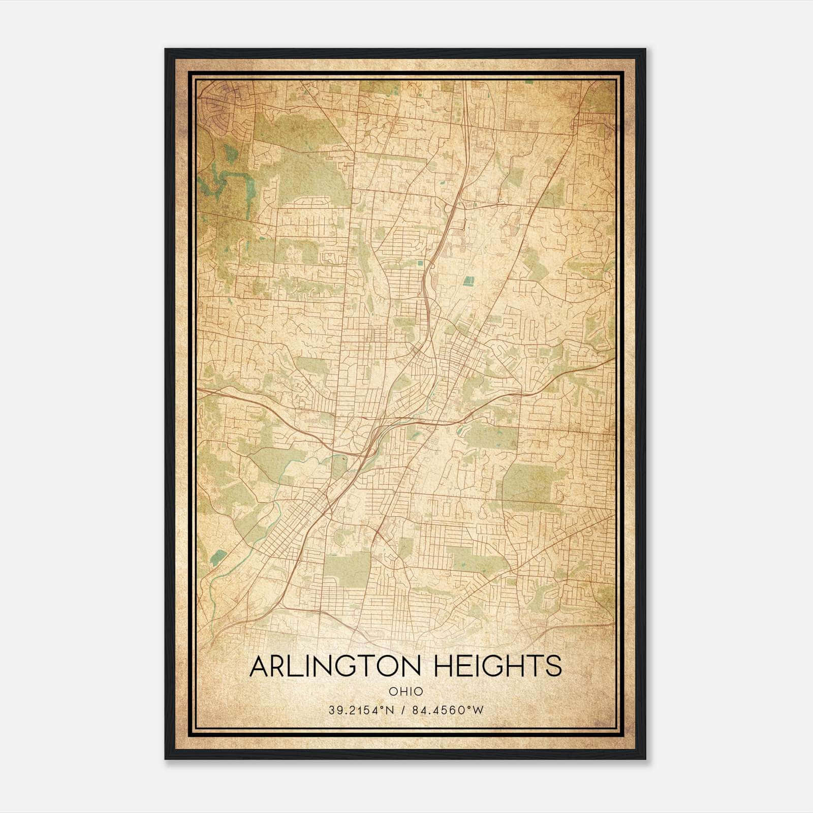 Vintage Arlington Heights Ohio Map Poster, Arlington Heights OH City Road Wall Art Print Vintage Arlington Heights Ohio Map Poster, Arlington Heights OH City Road Wall Art Print