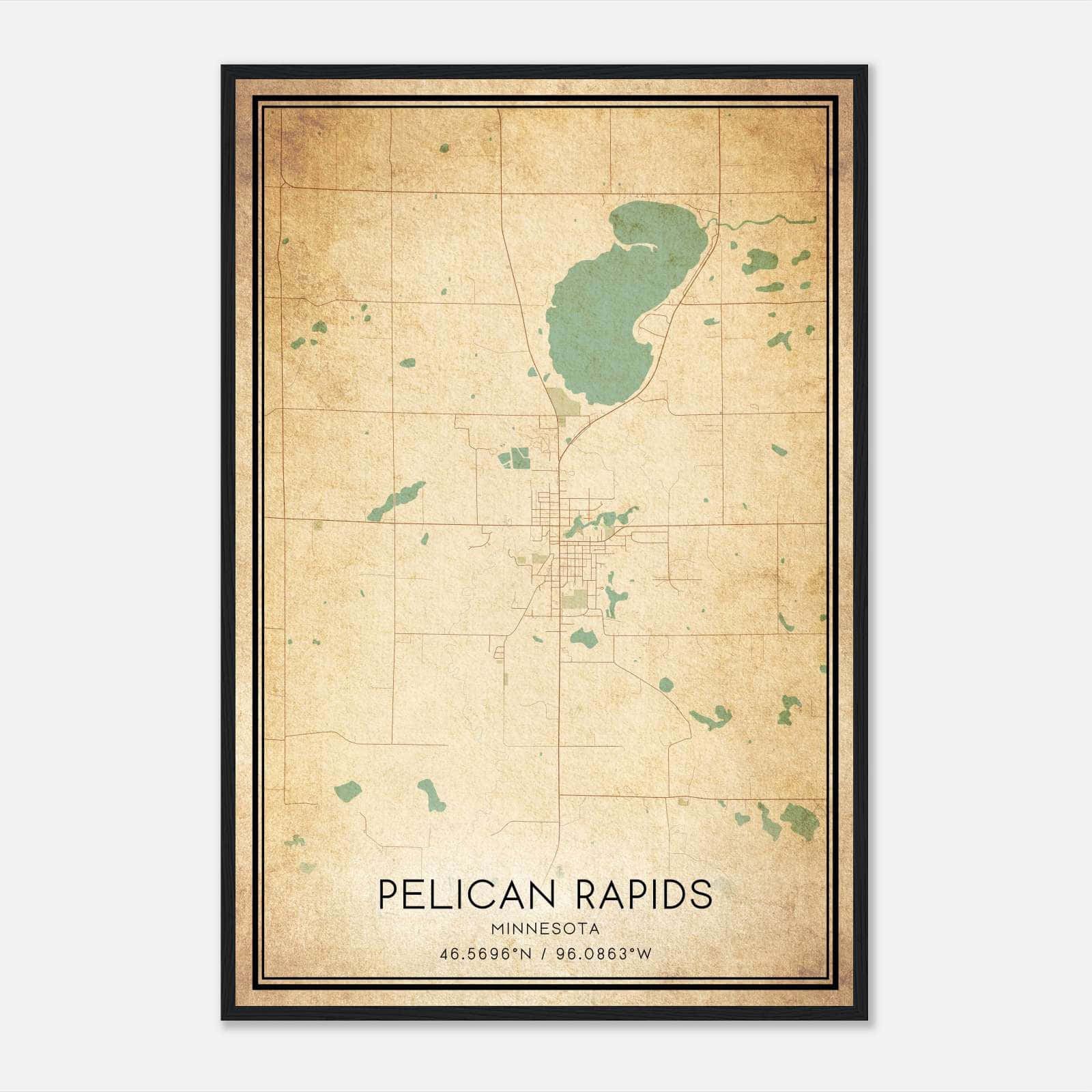 Vintage Pelican Rapids Minnesota Map Poster, Pelican Rapids MN City Road Wall Art Print Vintage Pelican Rapids Minnesota Map Poster, Pelican Rapids MN City Road Wall Art Print