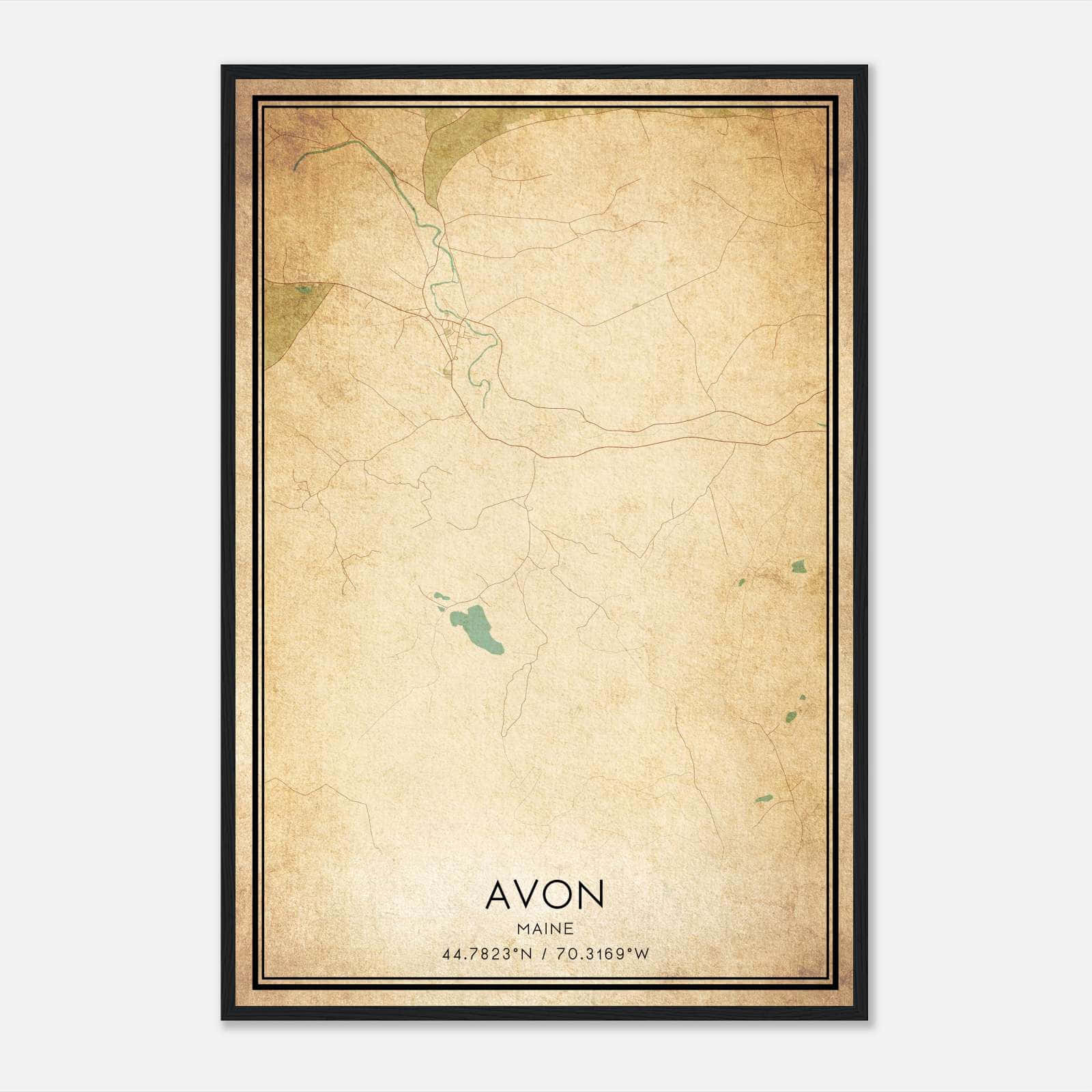 Vintage Avon Maine Map Poster, Avon ME City Road Wall Art Print Vintage Avon Maine Map Poster, Avon ME City Road Wall Art Print