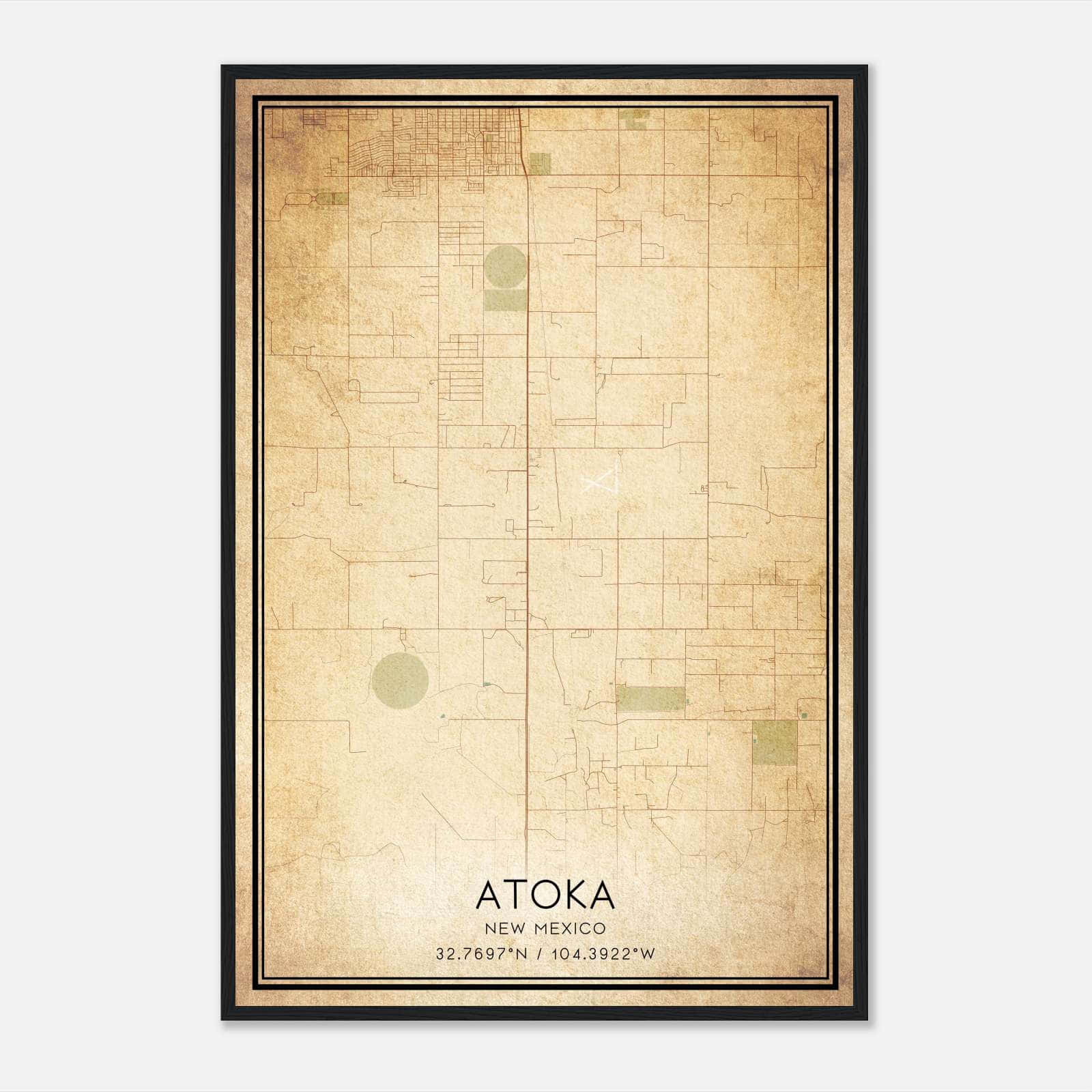 Vintage Atoka New Mexico Map Poster, Atoka NM City Road Wall Art Print Vintage Atoka New Mexico Map Poster, Atoka NM City Road Wall Art Print