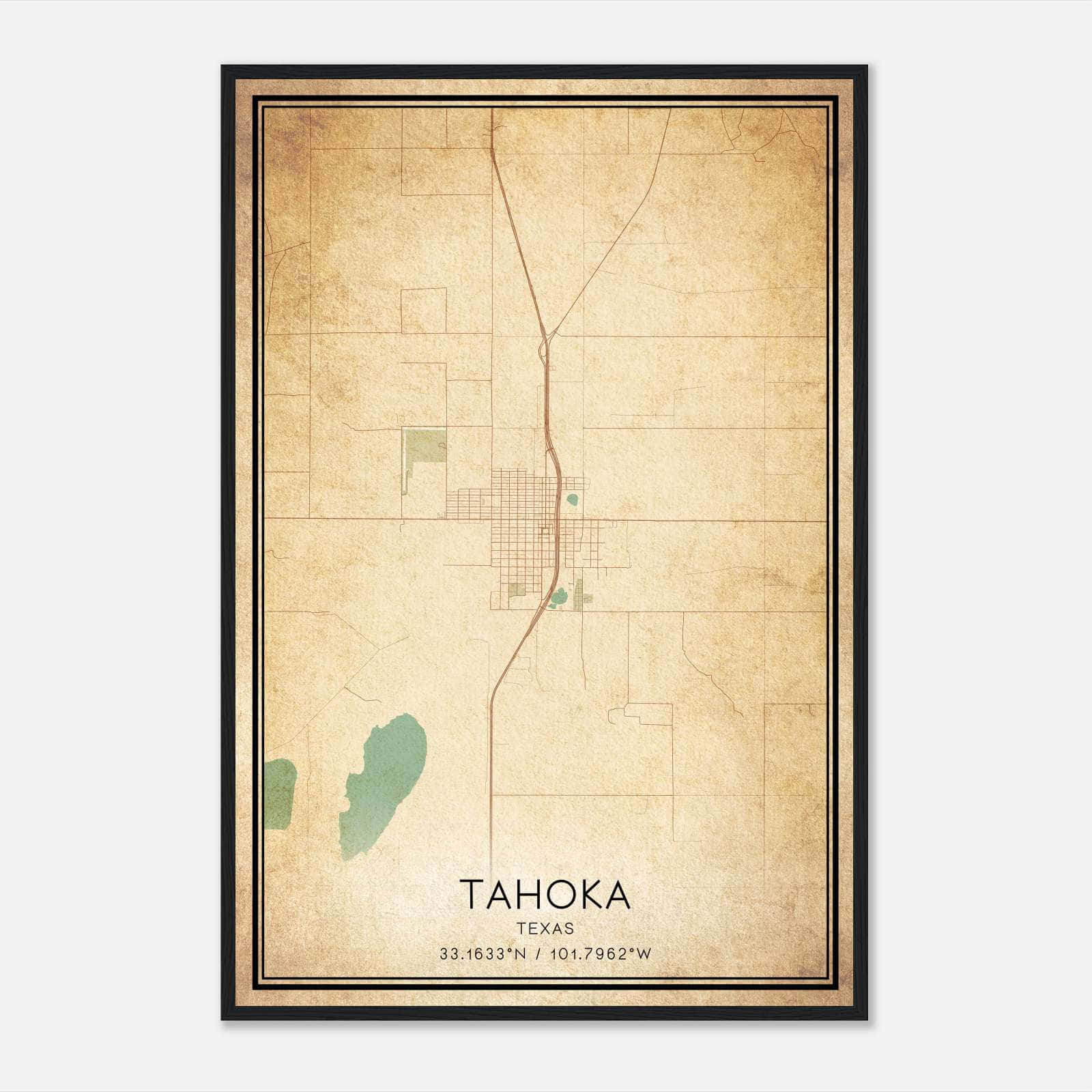 Vintage Tahoka Texas Map Poster, Tahoka TX City Road Wall Art Print Vintage Tahoka Texas Map Poster, Tahoka TX City Road Wall Art Print