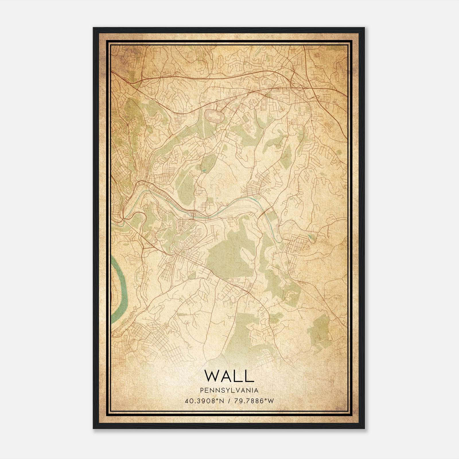 Vintage Wall Pennsylvania Map Poster, Wall PA City Road Wall Art Print Vintage Wall Pennsylvania Map Poster, Wall PA City Road Wall Art Print