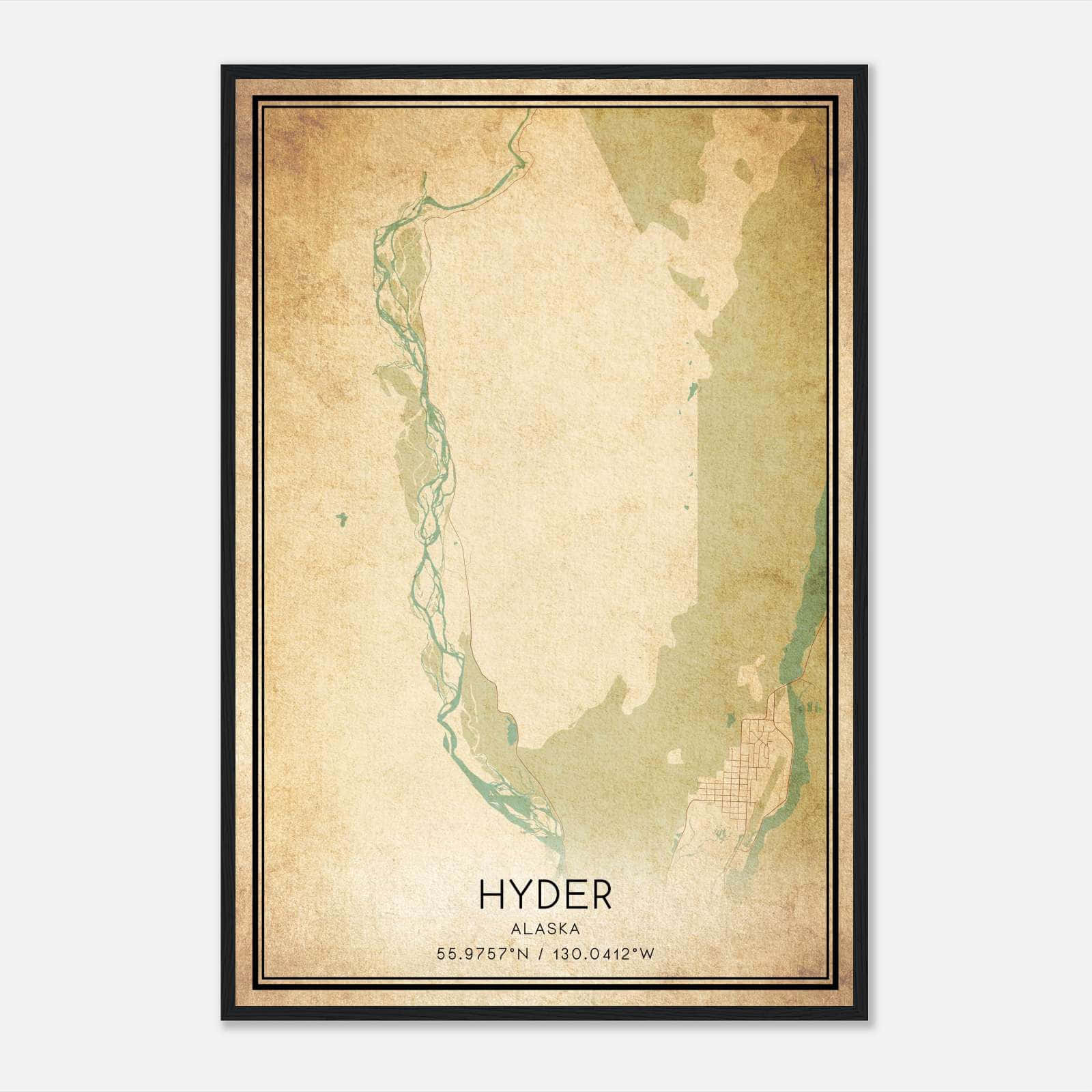 Vintage Hyder Alaska Map Poster, Hyder AK City Road Wall Art Print Vintage Hyder Alaska Map Poster, Hyder AK City Road Wall Art Print