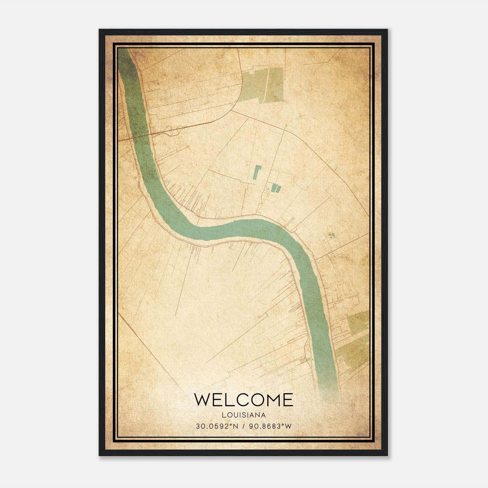 Vintage Welcome Louisiana Map Poster, Welcome LA City Road Wall Art Print Vintage Welcome Louisiana Map Poster, Welcome LA City Road Wall Art Print