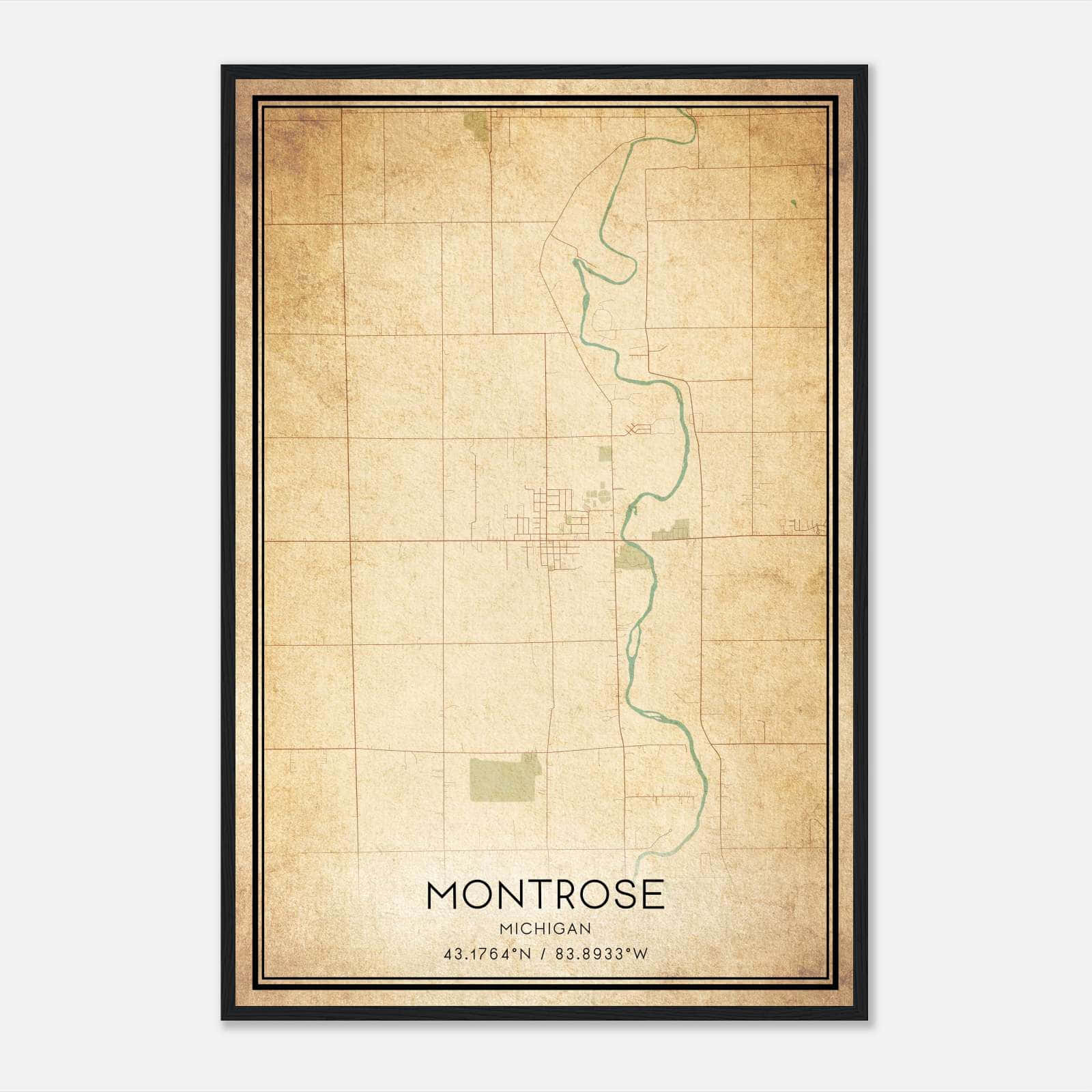 Vintage Montrose Michigan Map Poster, Montrose MI City Road Wall Art Print Vintage Montrose Michigan Map Poster, Montrose MI City Road Wall Art Print