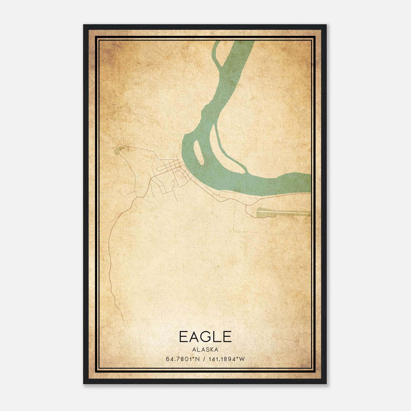 Vintage Eagle Alaska Map Poster, Eagle AK City Road Wall Art Print Vintage Eagle Alaska Map Poster, Eagle AK City Road Wall Art Print