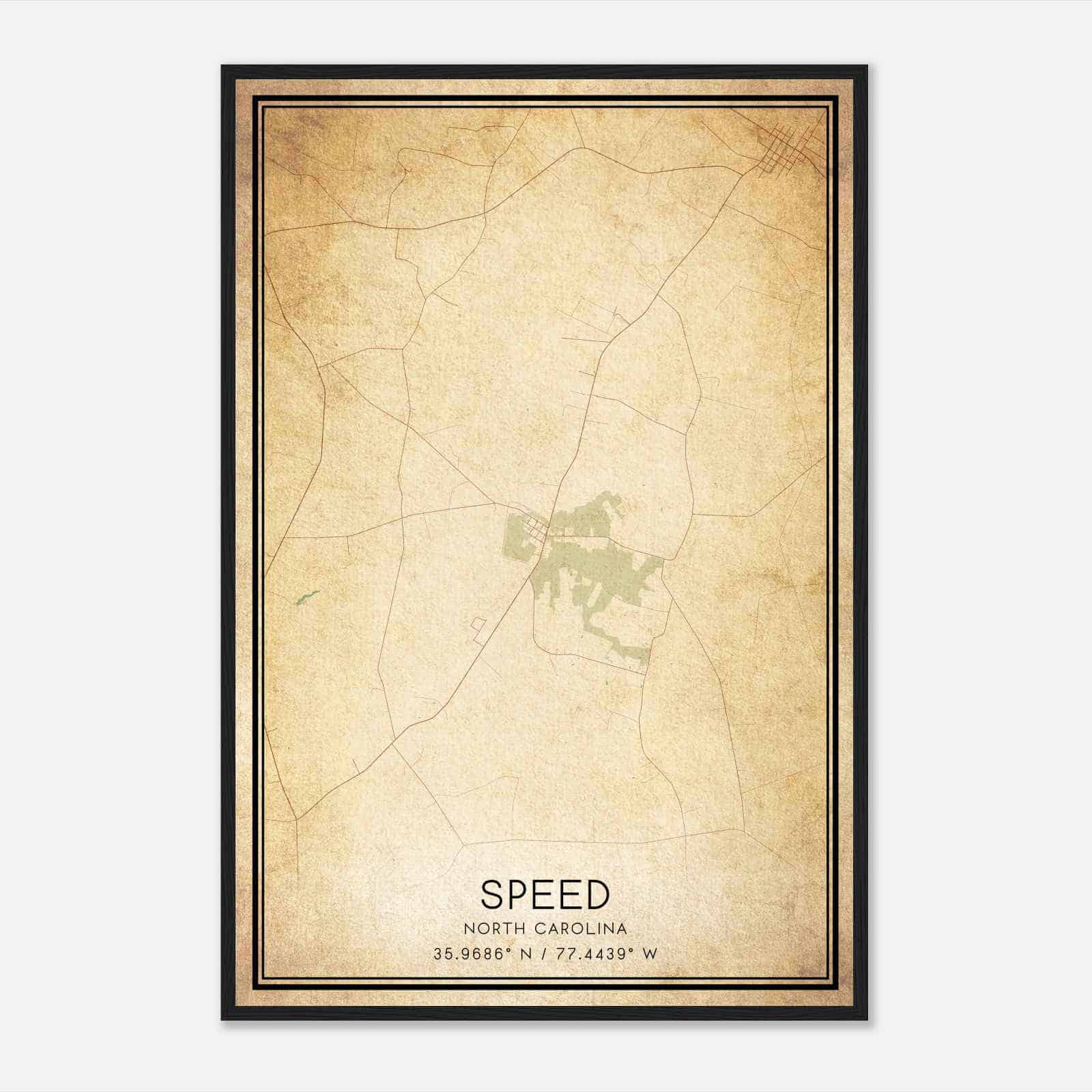 Vintage Speed North Carolina Map Poster, Speed NC City Road Wall Art Print Vintage Speed North Carolina Map Poster, Speed NC City Road Wall Art Print