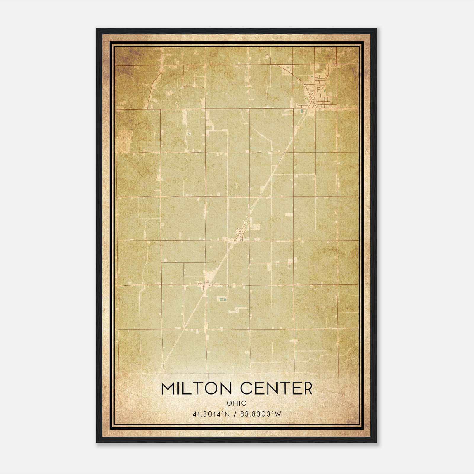 Vintage Milton Center Ohio Map Poster, Milton Center OH City Road Wall Art Print Vintage Milton Center Ohio Map Poster, Milton Center OH City Road Wall Art Print