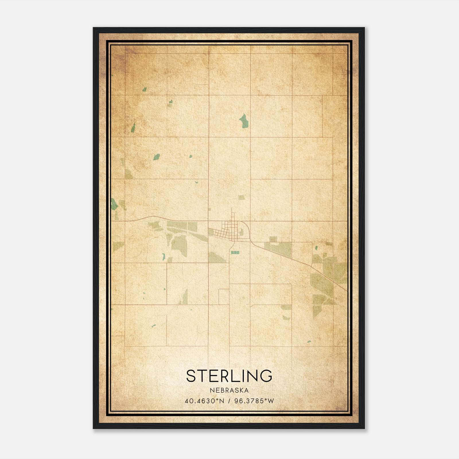 Vintage Sterling Nebraska Map Poster, Sterling NE City Road Wall Art Print Vintage Sterling Nebraska Map Poster, Sterling NE City Road Wall Art Print