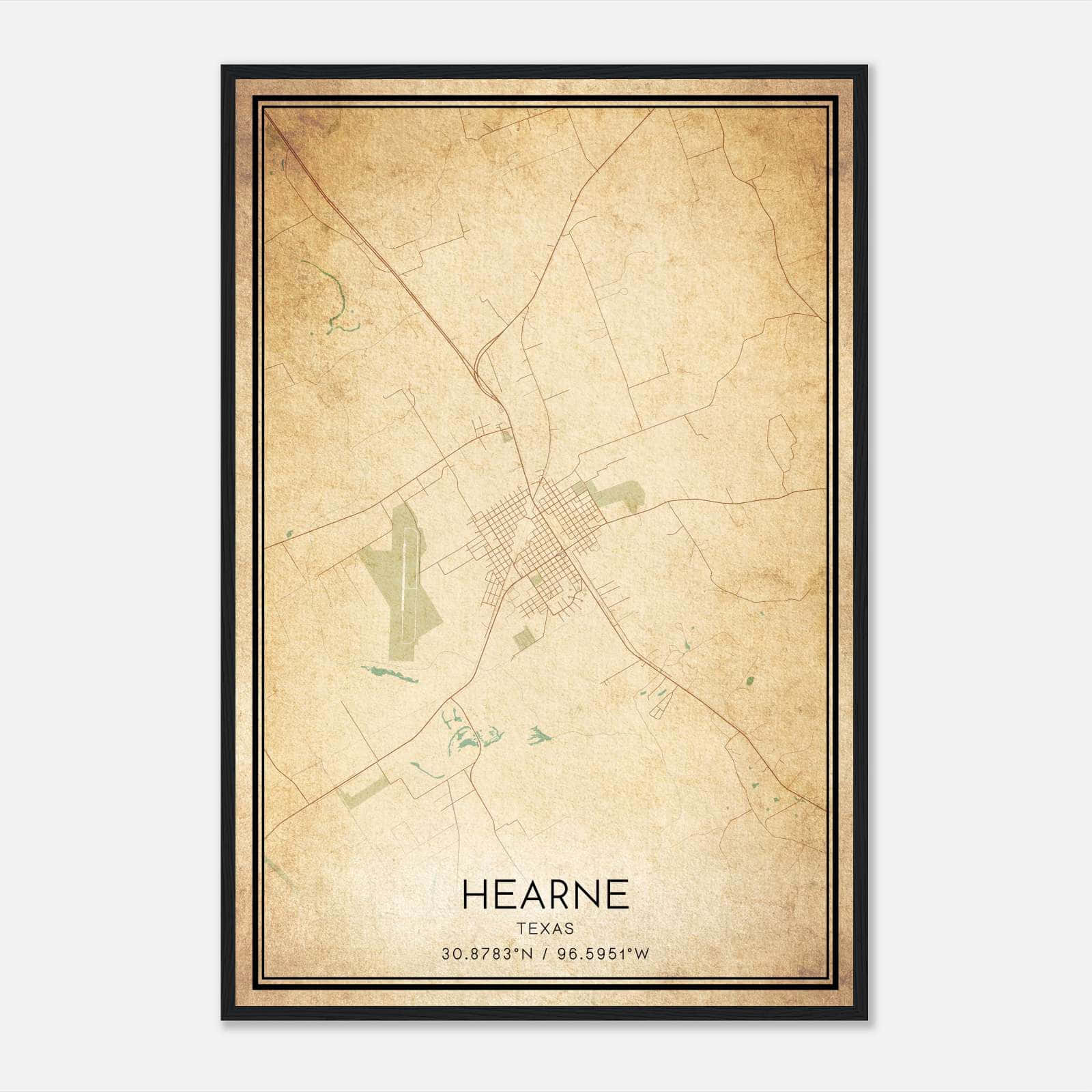 Vintage Hearne Texas Map Poster, Hearne TX City Road Wall Art Print Vintage Hearne Texas Map Poster, Hearne TX City Road Wall Art Print